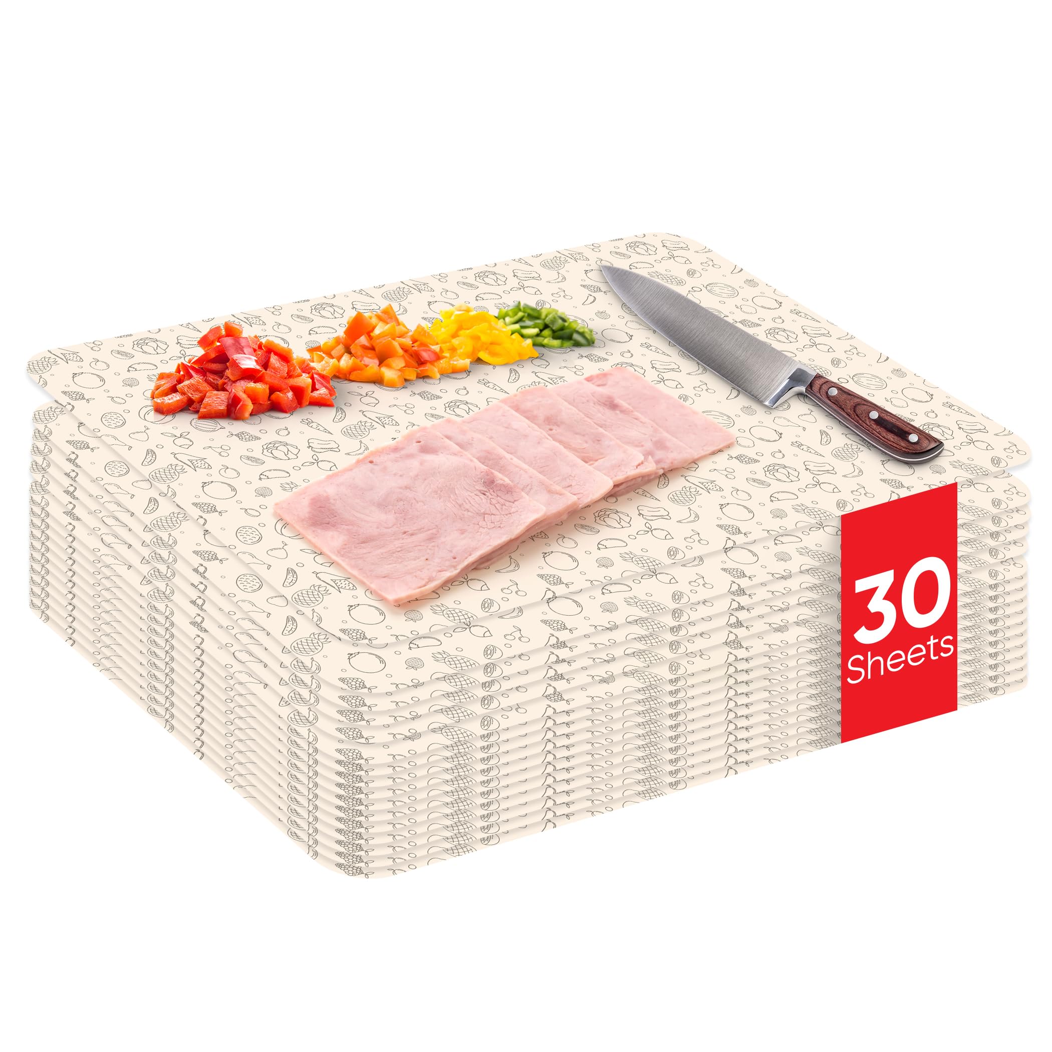 Purple Dot 30 Pc Disposable Cutting Board Sheets - Durable Chopping Board for Meat Chicken Fish Vegetables Large