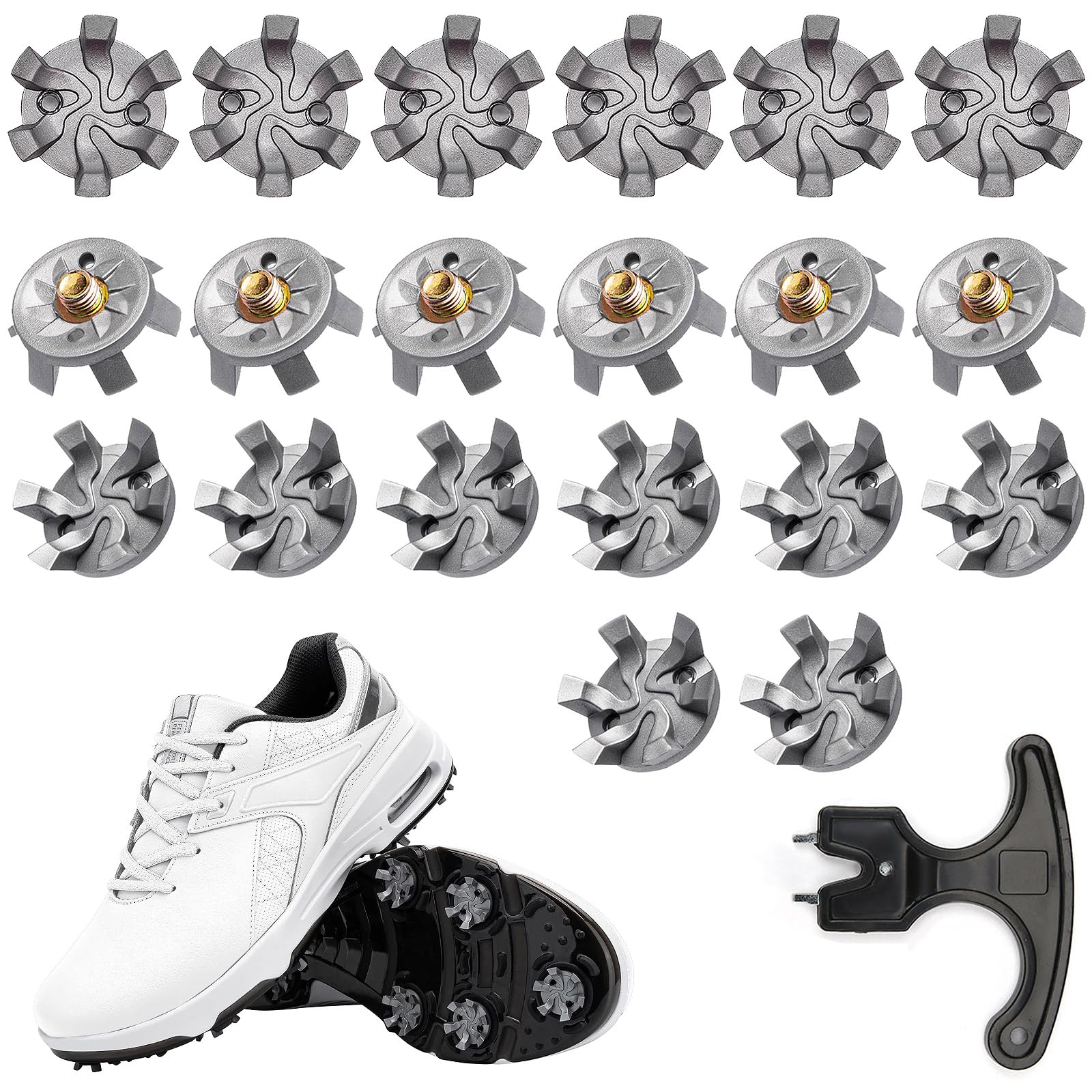 Sjdbeoqml Golf Spikes,25pcs Replacement Golf Spikes for Any Golf Shoe(Free Installation Tool) Suitable for Use on The Lawn or Golf Course