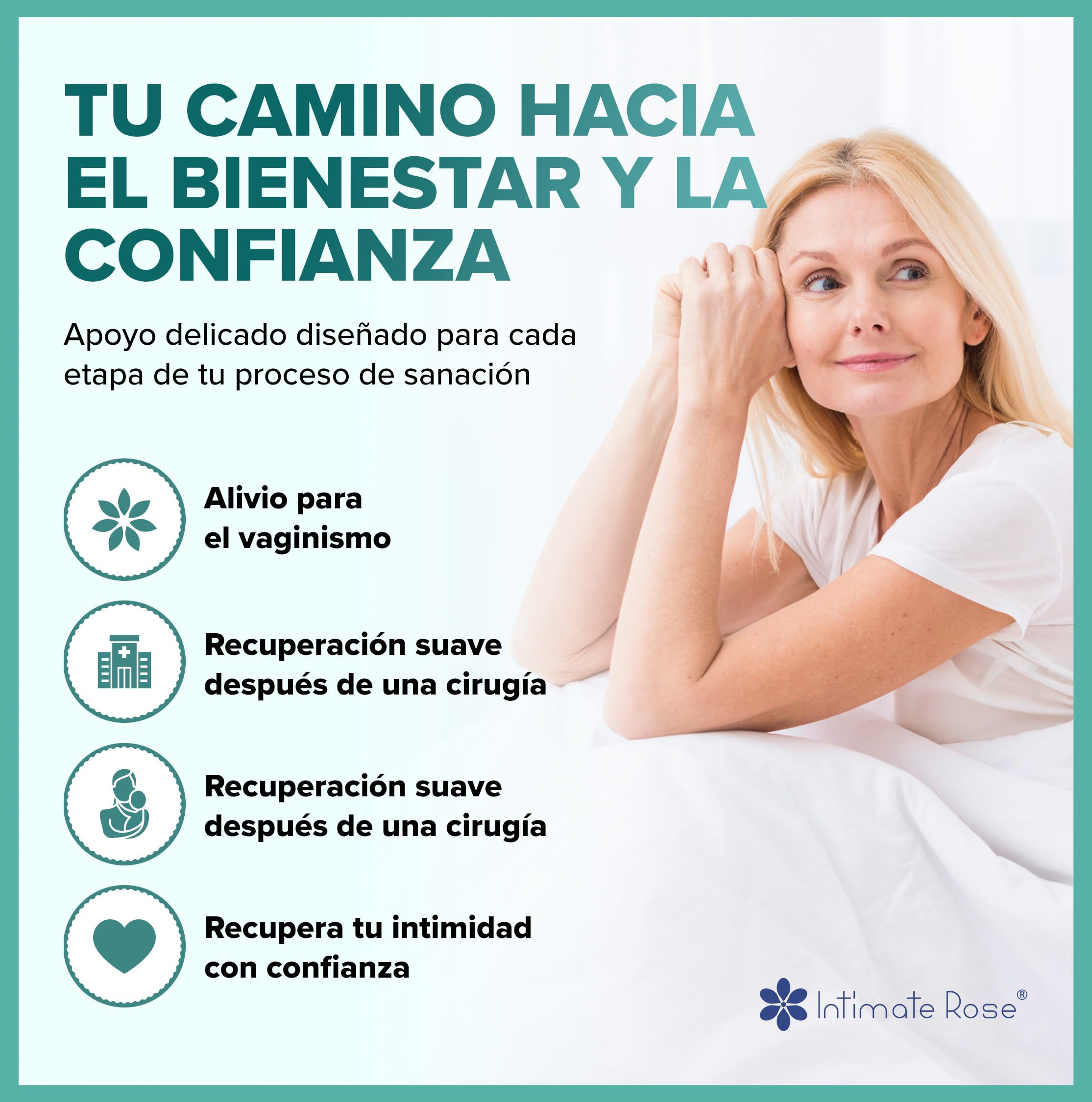 Intimate Rose Dilatadores Vaginales Talla 5–8 – Silicona Médica para Vaginismo y Rehabilitación del Suelo Pélvico | Dilatador Vaginal Ginecológico Progresivo, Set de 4