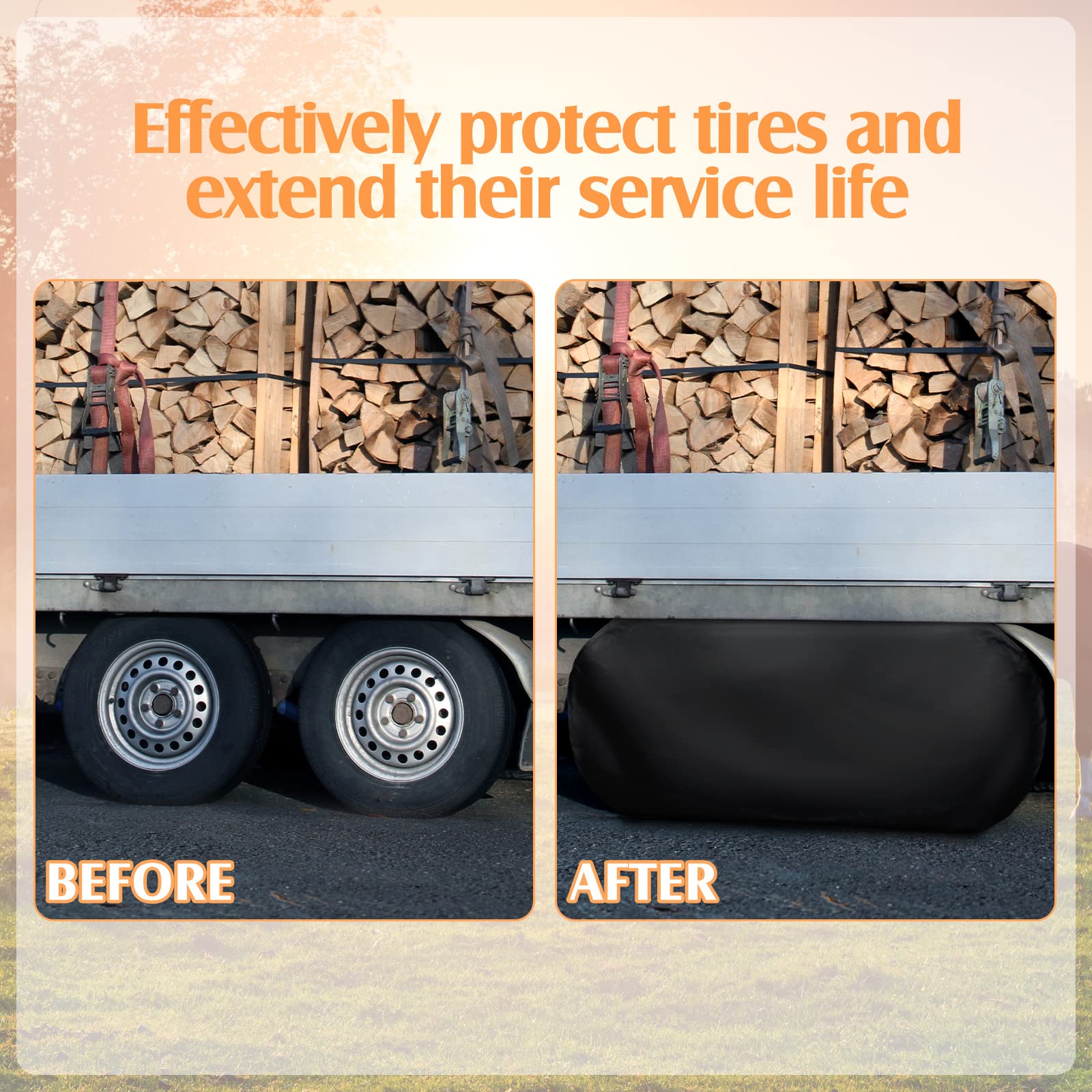 RVMATE Wohnmobil Reifenabdeckungen 2 Stück - Doppelachsen Abdeckung 76,2-83,8cm