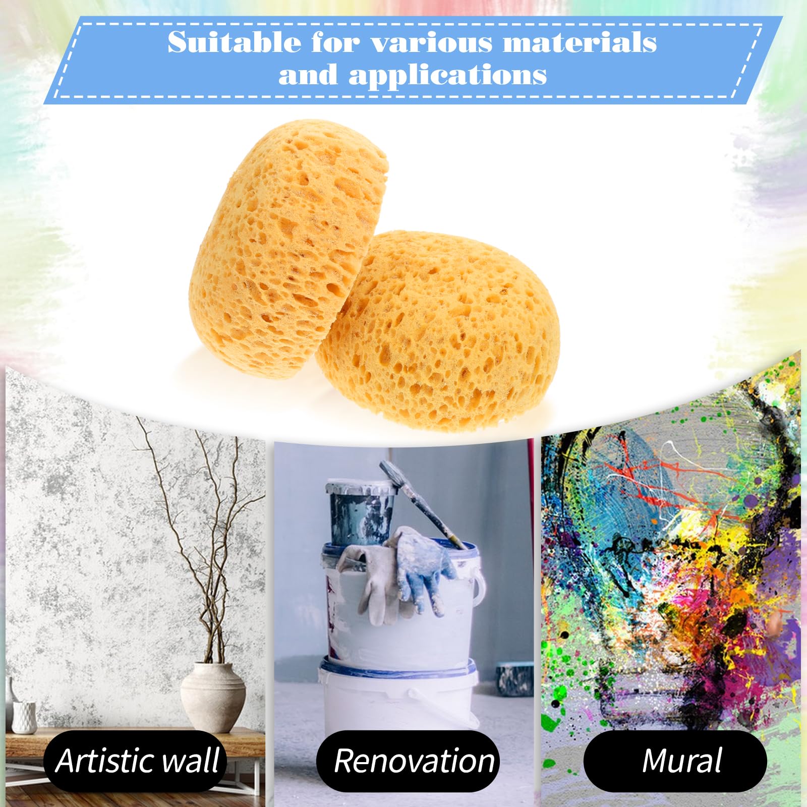 Ptwola 2 Pcs Texture Sponge Wall Patch Ceiling Drywall Patch Repair Home Decor Sponge Artist Craft Sponge for DIY Art Painting Acrylic Watercolor Marbling Pottery Ceramics Texturing Leather Care - Image 4