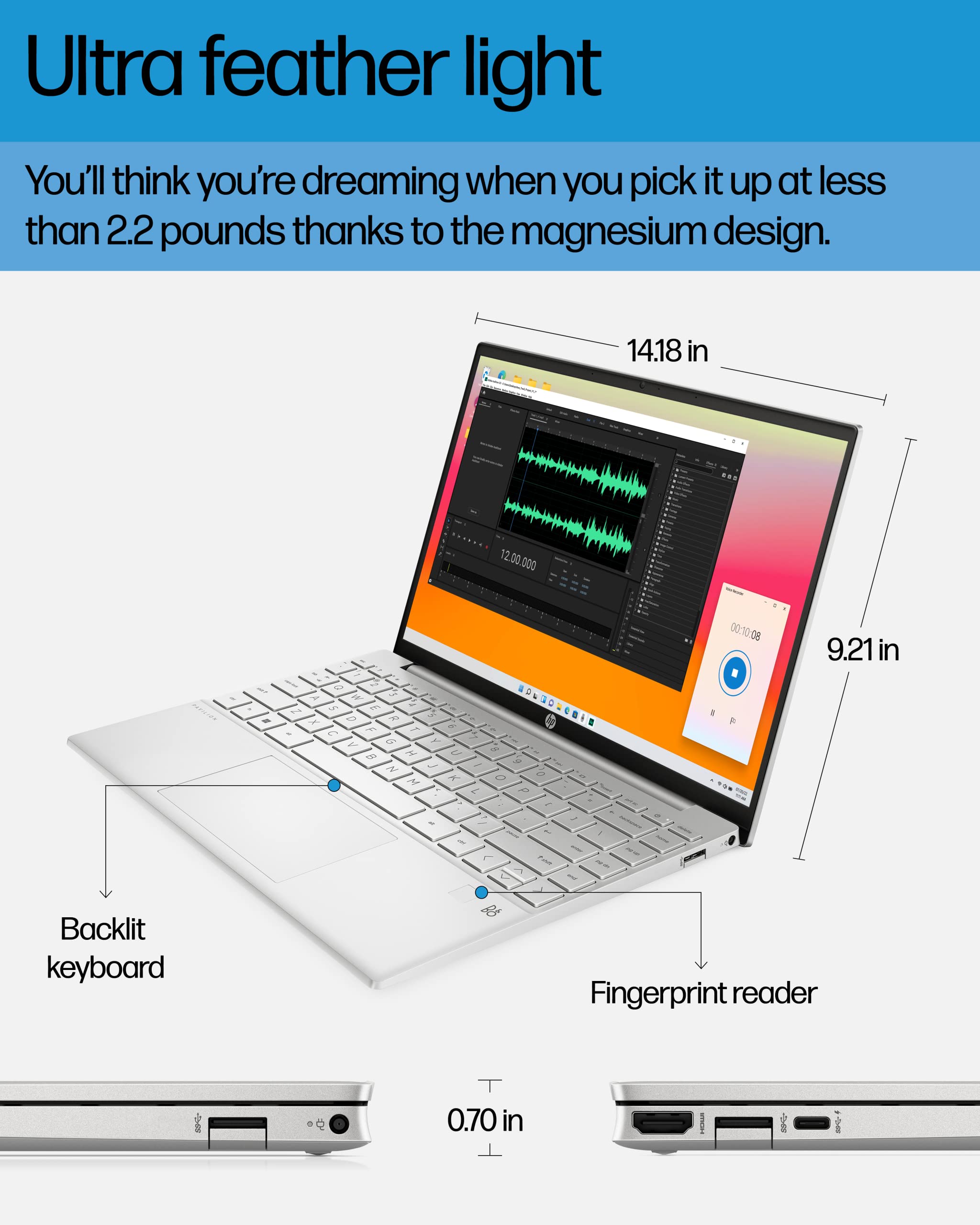 Amazon.com: HP Pavilion Aero 13 Laptop, AMD Ryzen 5 5625U, 8 GB 