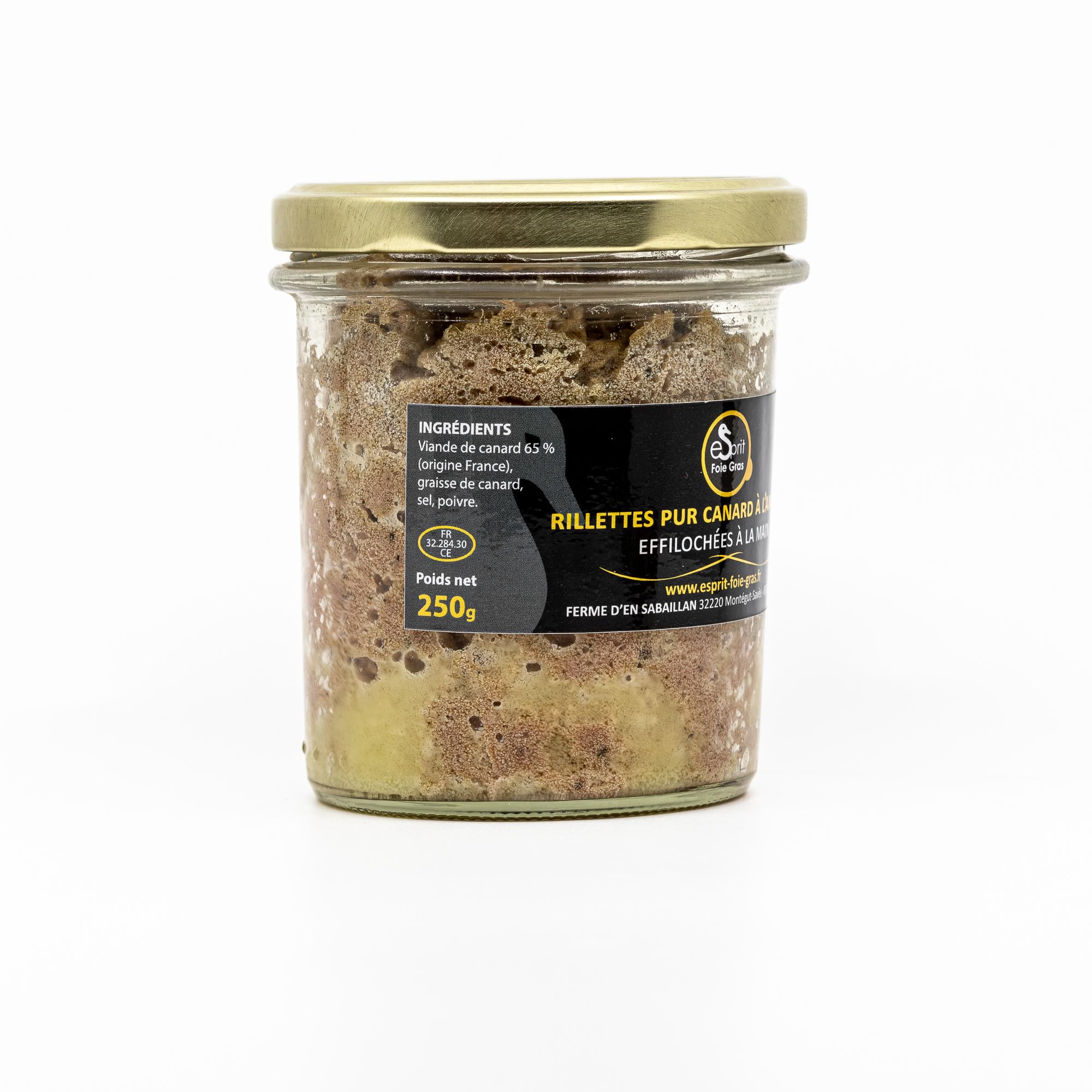 Esprit Foie Gras - Rillettes pur canard à l'ancienne effilochées à la main - 250 g Conserverie familiale du Gers