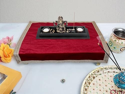 Miniatura 2 de Indian Consigners Pequeño paño de terciopelo de color sólido para uso multiusos (rojo)