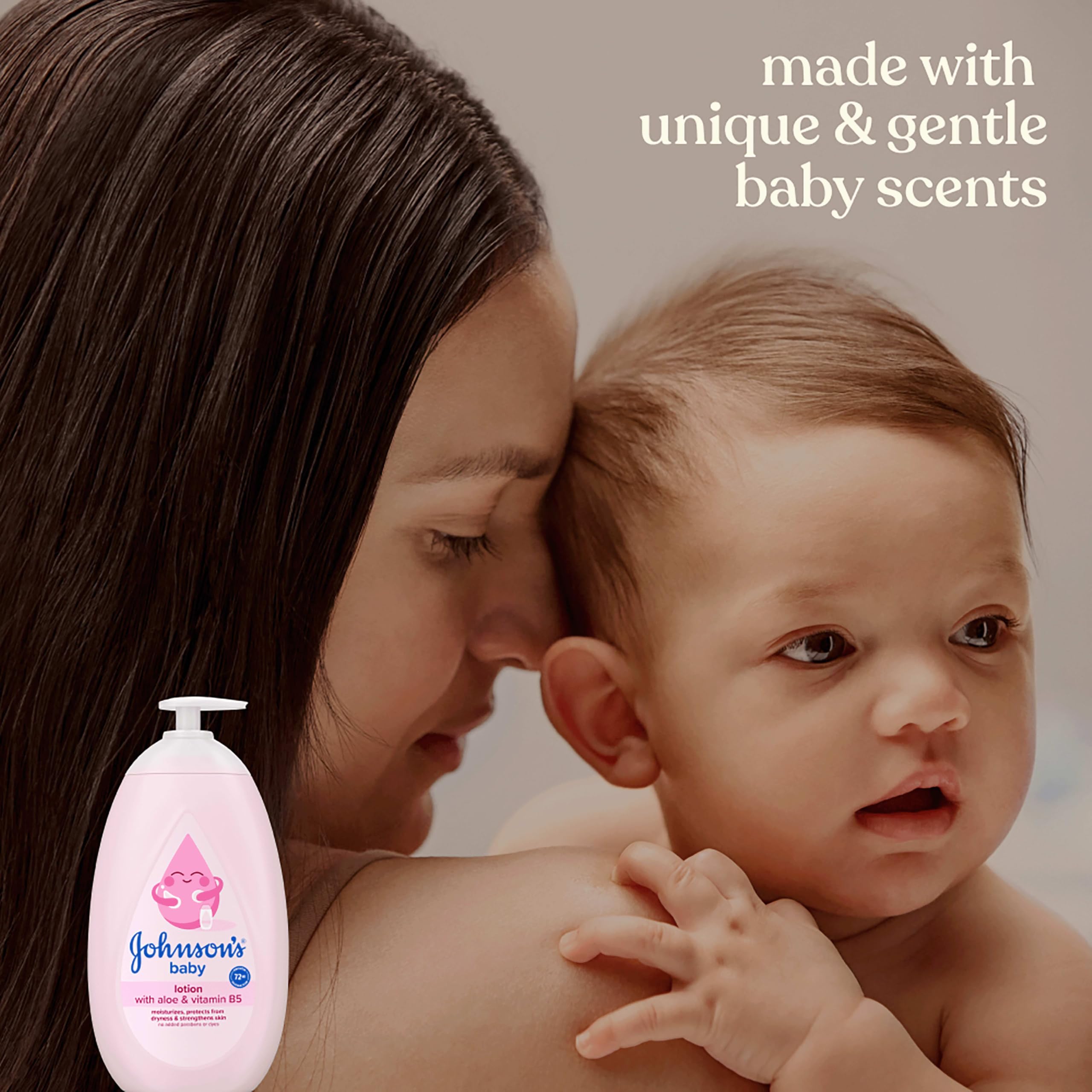 Johnson's Baby Lotion with Coconut Oil, Aloe Vera & Vitamin B5, 72 HR Hydration, Skin Moisturizer, Hypoallergenic, Safe for Newborn, Protects From Dryness &; Strengthens Skin, 27.1 fl. oz