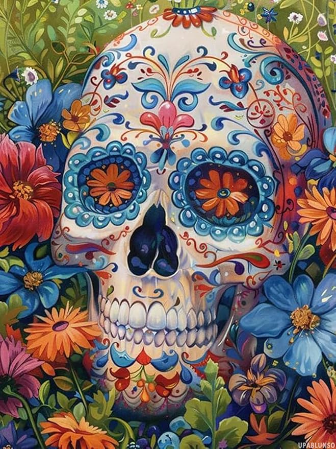 Strange Sugar Skulls 5D DIY Diamond Painting Kits Full Drill, Day of Dead Diamond Painting Kits Art, Diamond Painting Craft for Home Office Wall Decor 12x16 inch