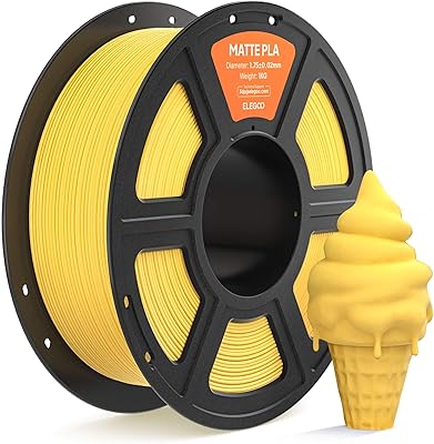 16 – ELEGOO Matte PLA Filament 1.75mm Sunshine Yellow 1KG, 3D Printer Filament High Precision, 1kg Spool (2.2lbs) Fits for Most FDM 3D Printers