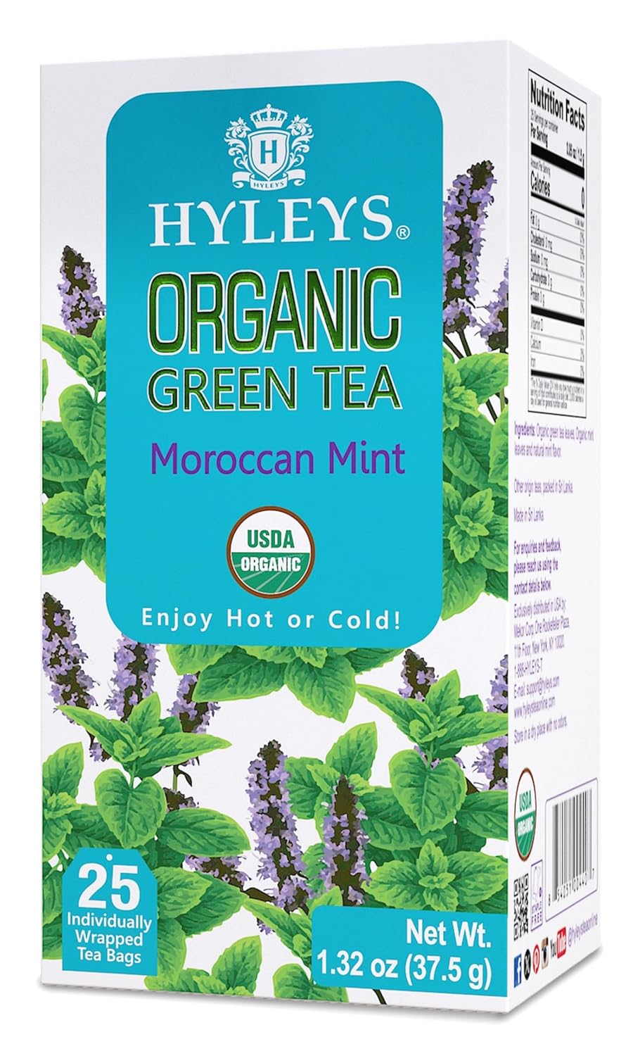 Hyleys Organic Green Tea Moroccan Mint Flavor – 25 Tea Bags