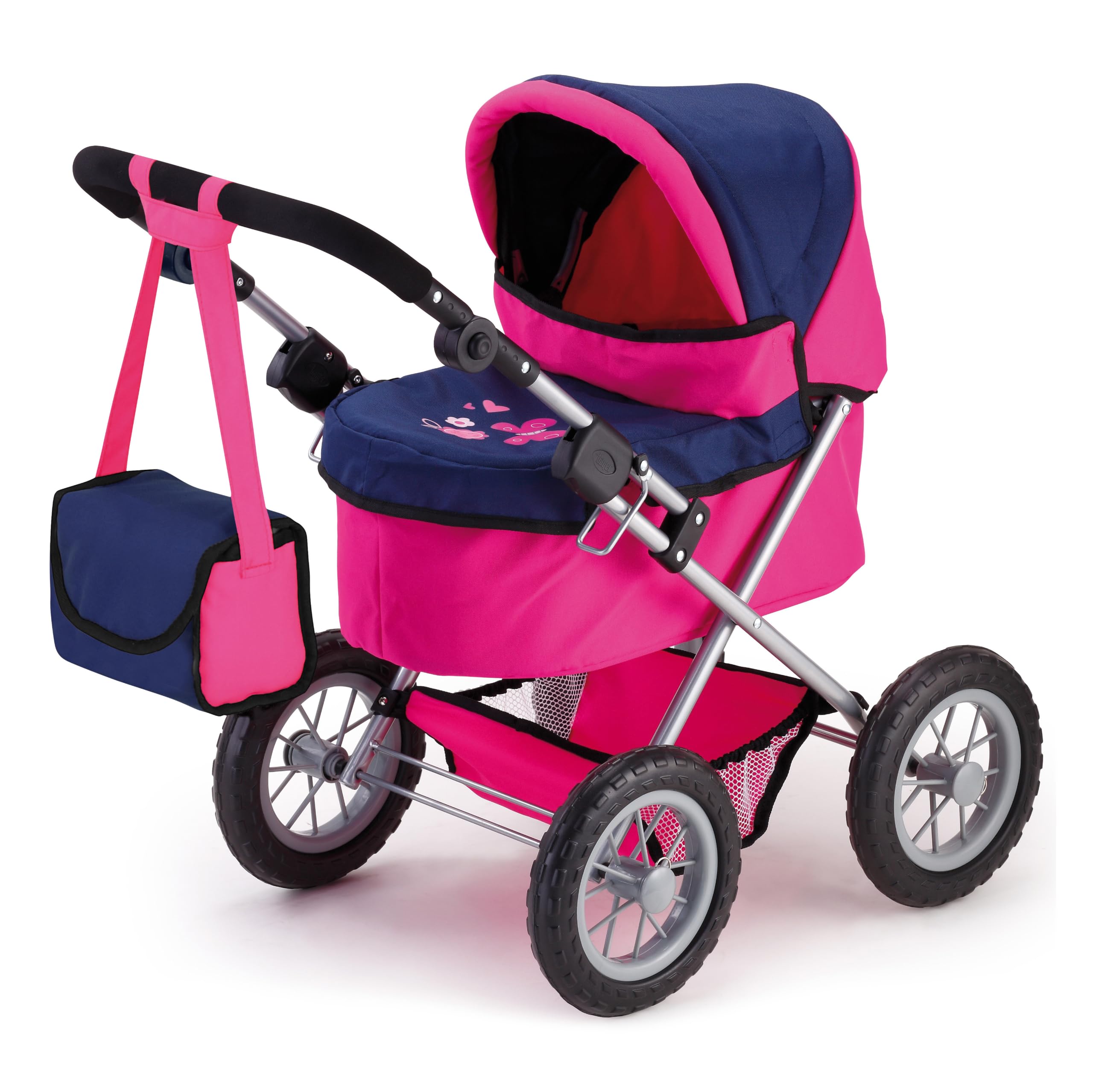 Bayer Cochecito de muñecas, carro, carrito muñeco, con bolsa, alto, color rosa y azul (13013AA) | rosa, azul