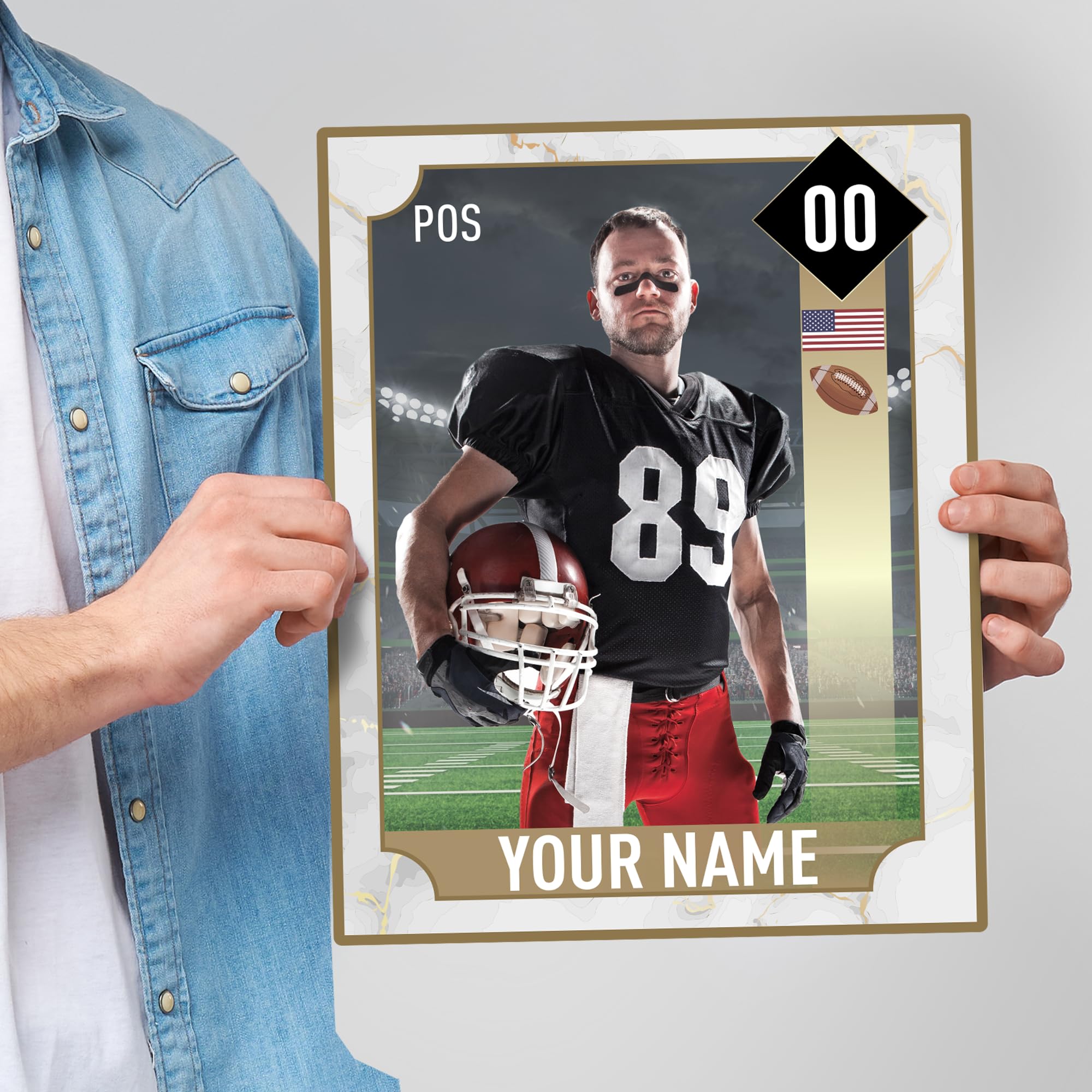 EGD Personalized Football Cards | Ultimate Team Card Famous Game | Football Decorations for Bedroom | Football Gifts for Boys | Multiple Size & Shapes Options (Card 2 - Football)