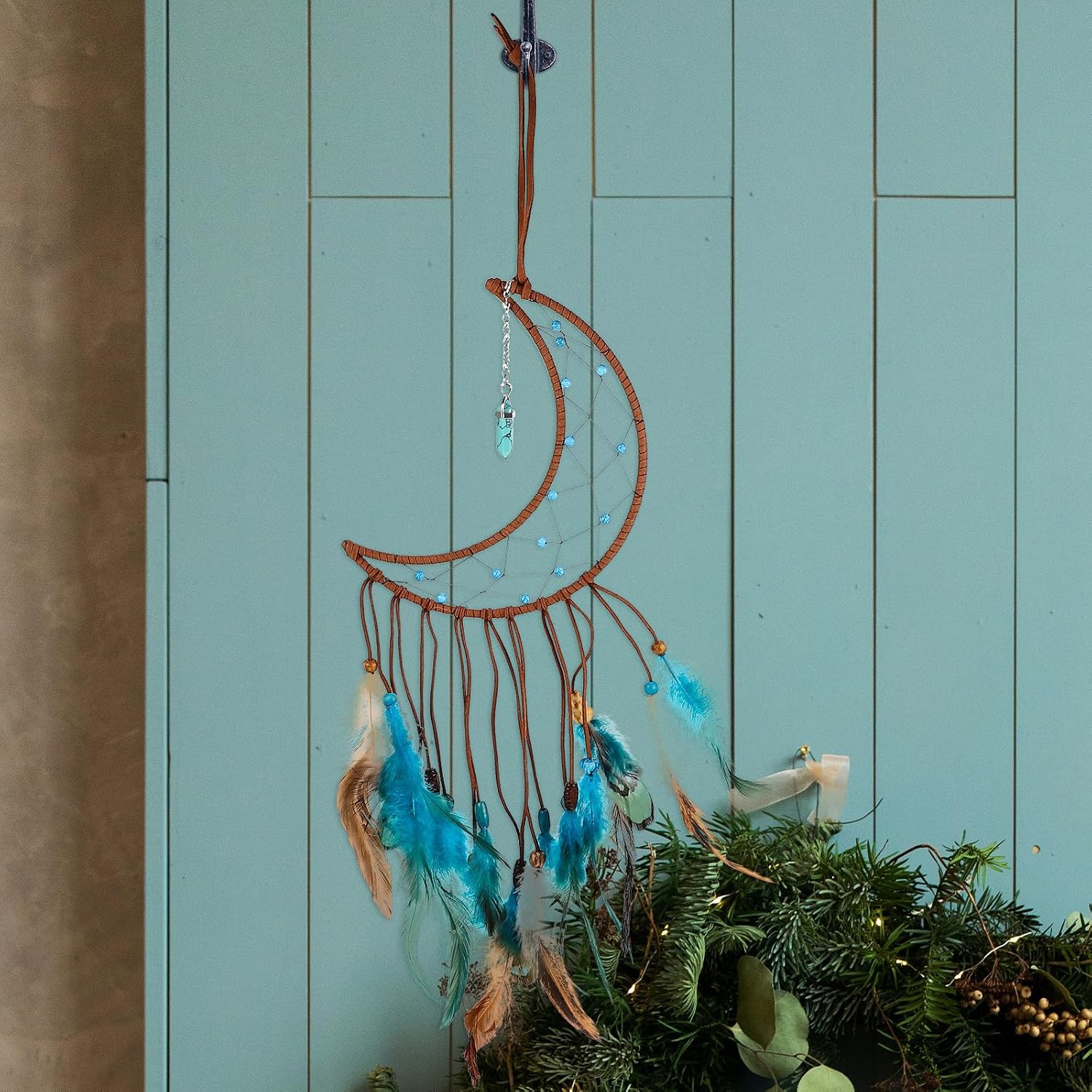 Decorative Dream Catcher Wall Hanging Moon Feather Ornament Xmas image 4
