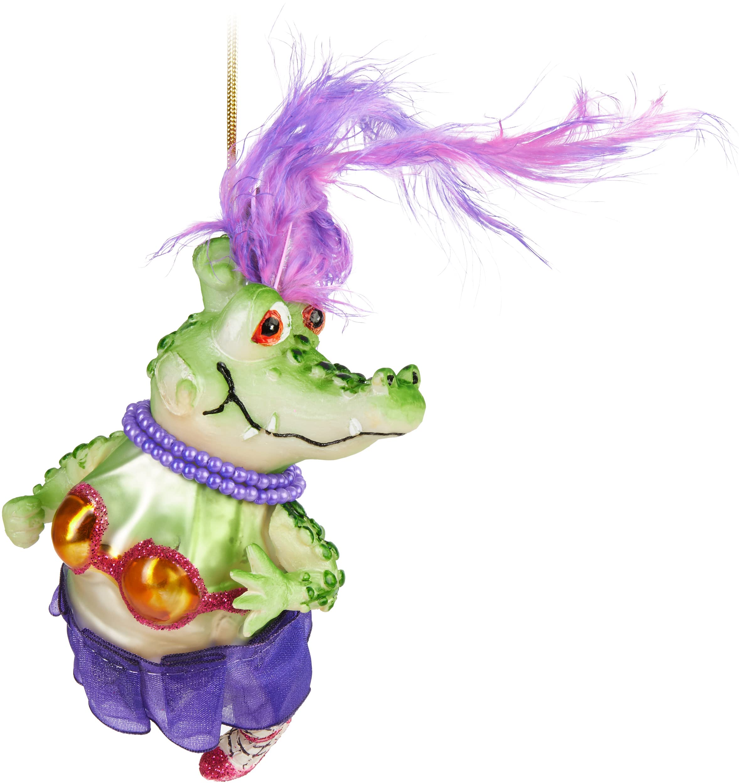 BRUBAKER Christmas Bauble - Hand Painted Blown Glass Christmas Tree Decoration Figurines Crazy Deco Pendant - Tree Ball - Crocodile Lady