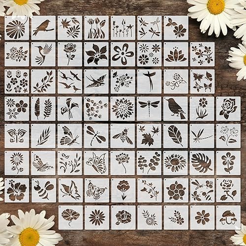Marspark 72 Pcs Small Stencils for Crafts Reusable 3 Inch