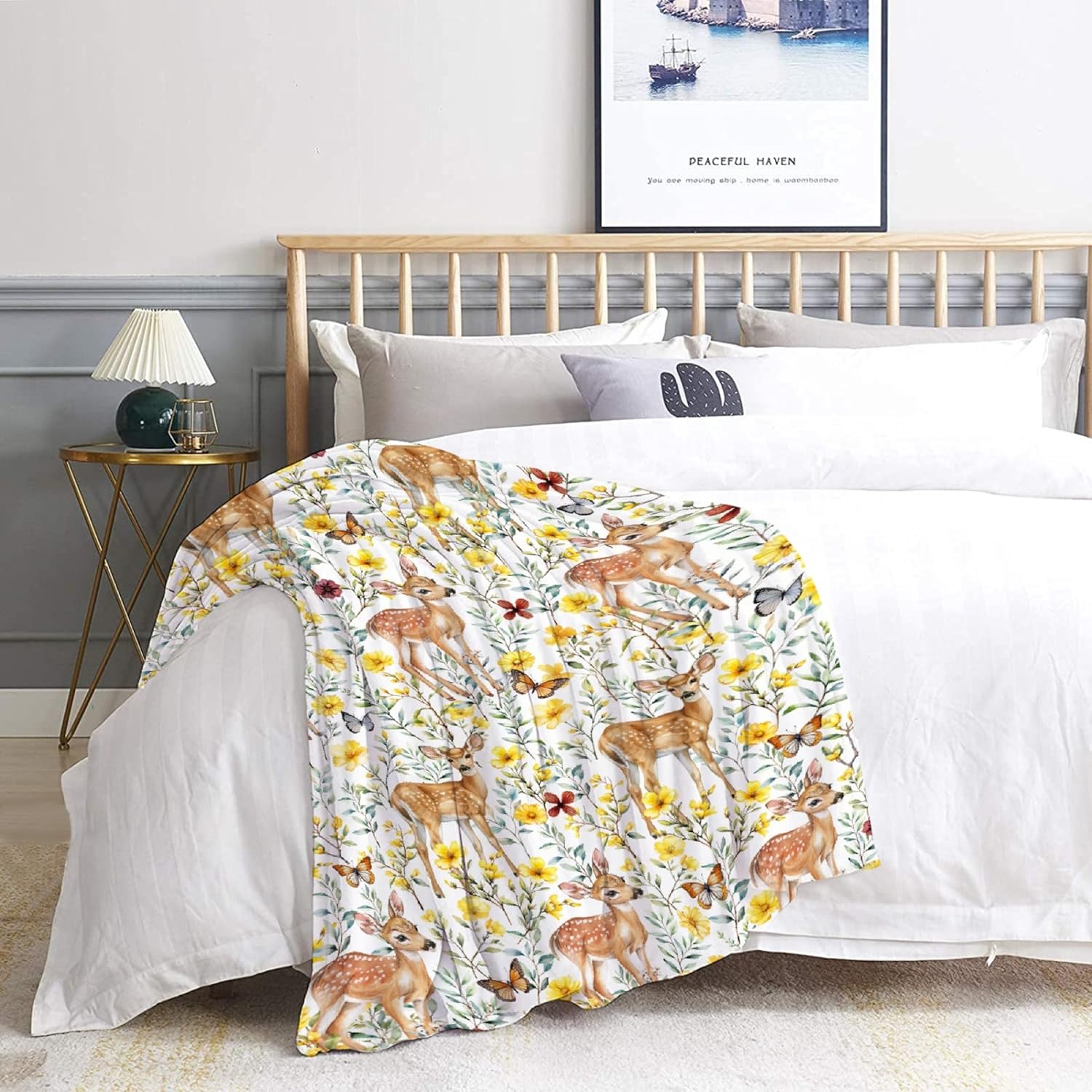 Deer Blanket Ultra Soft Throw for Women Men, Decor for Couch Sofa Bed All Seasons, Blankets for Camping Travel Living Room Bedroom, 40"x50"-Throw Size for Kids