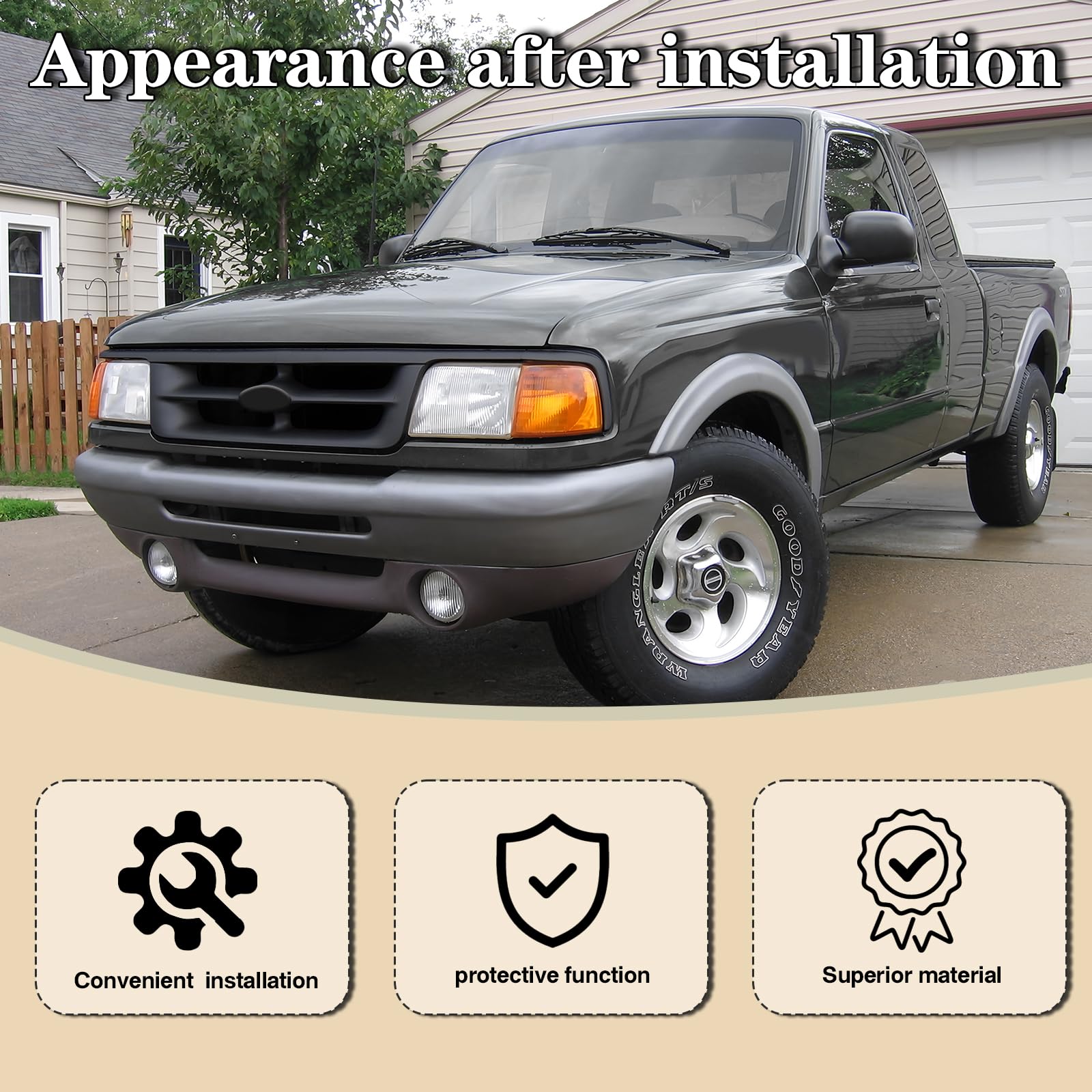 For 1998-2000 Ford Ranger 2WD Upper Stainless Steel Chrome Billet Grille Insert-908863