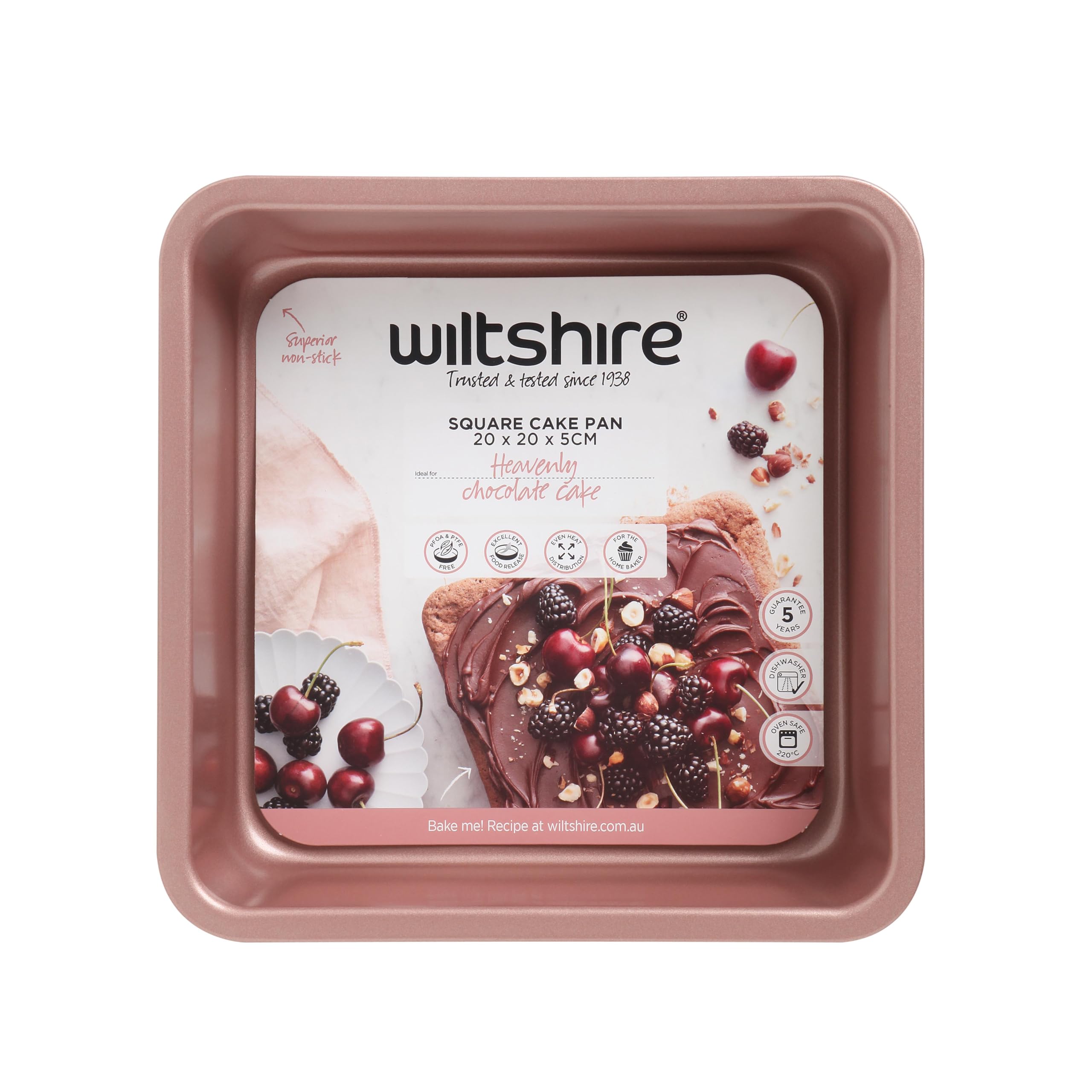 Wiltshire Rose Gold Square Cake Pan, PFOA PTFE Free, Robust Cake Pan