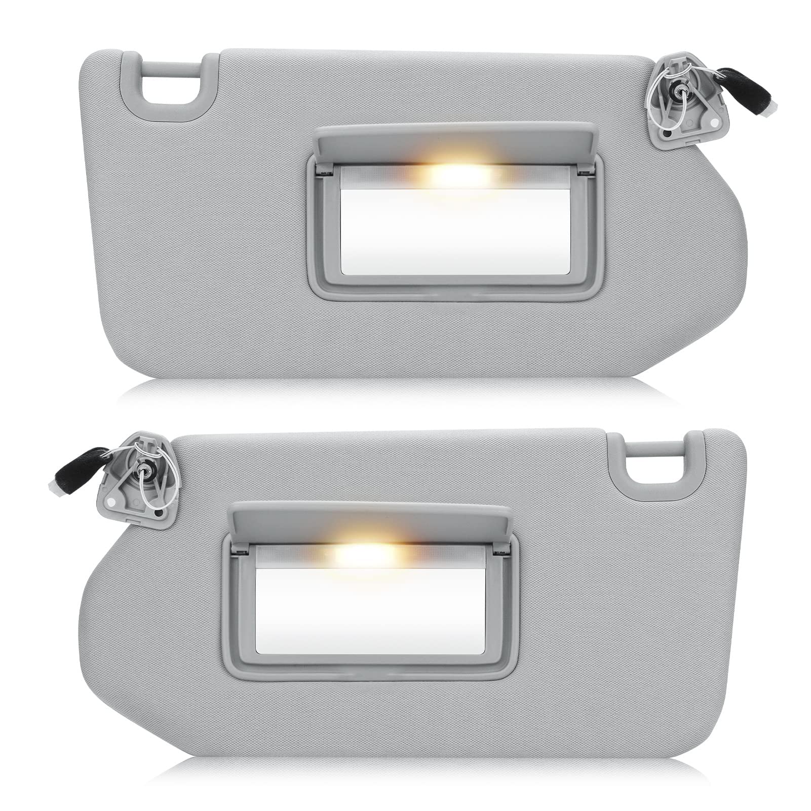 Left Driver & Right Passenger Sides Sun Visor with Light for 2013-2018 Nissan Pathfinder 2014-2017 Infiniti QX60 JX35 Gray Sunvisor Replacement 96401-9PB0A, 96400-9PB0A