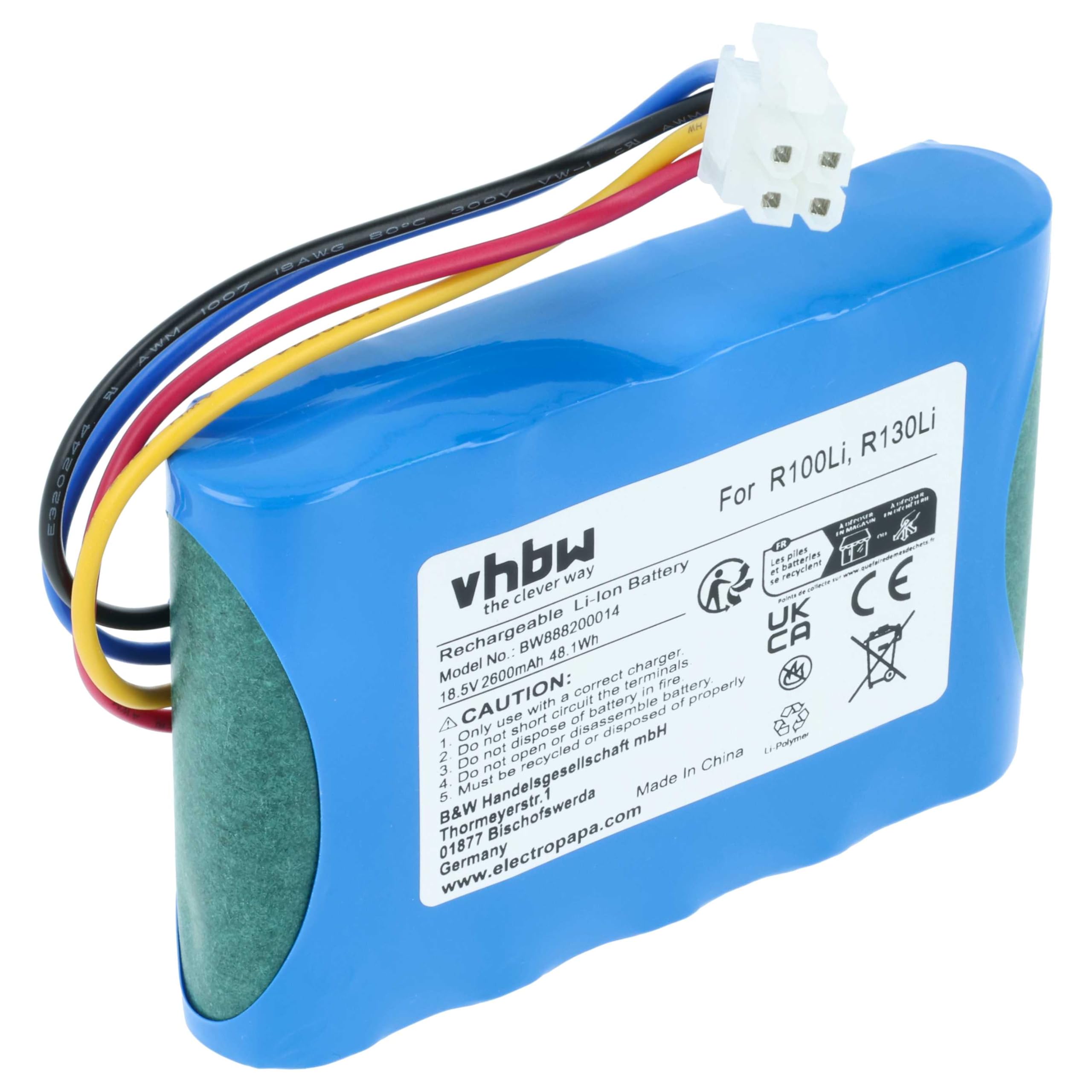 vhbw 1x Fuente alimentación, 1x bateria 2600 mAh, 1x Cable Baja tensión de 10 m Compatible con Flymo EasiLife 500 (2002), 800 (2002) cortacésped