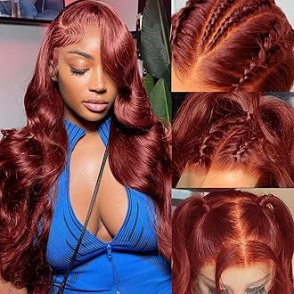 Uveous Reddish Brown Lace Front Wigs Human Hair 13x6 Body Wave Lace Front Wig 180% Density #33 Glueless Wigs Human Hair with Baby Hair Pre Plucked 24 Inch