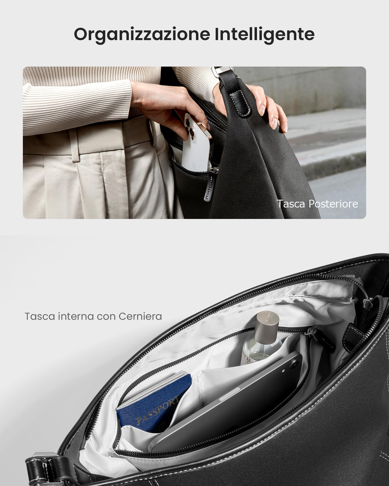 tomtoc Tote Bag, Borsa a tracolla 18L per Laptop con Custodia staccabile per Laptop da 15,6 Pollici, Perfetta per tutti i Giorni, i Viaggi, il Lavoro, il Weekend