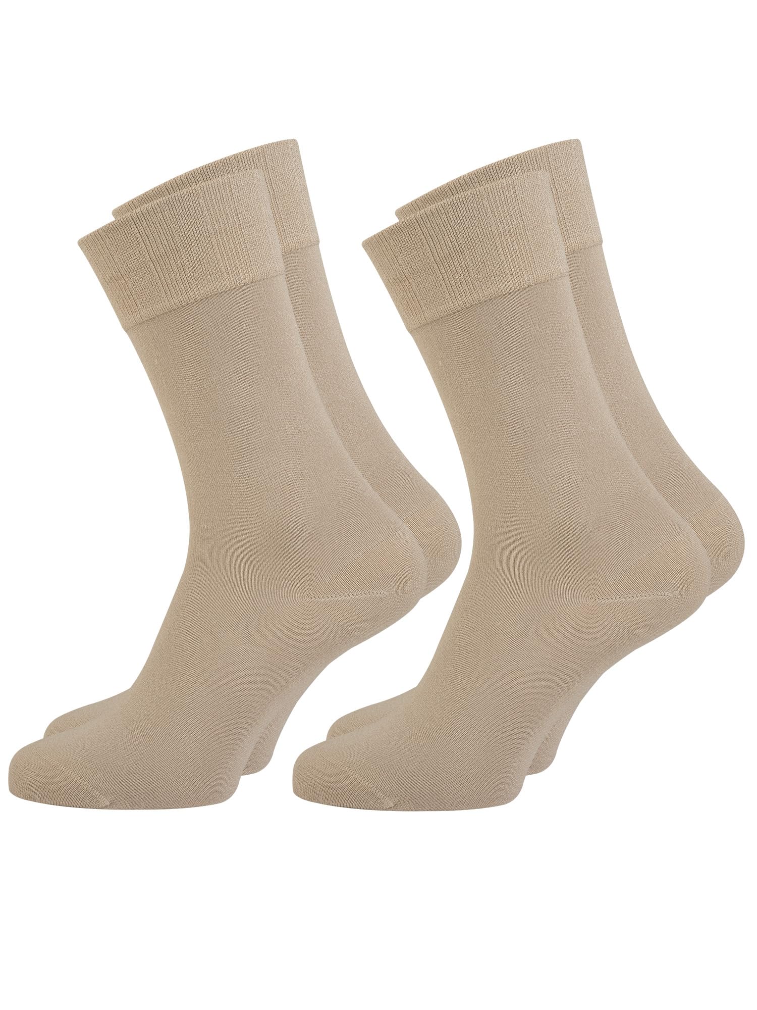 Nur Die Men's 2er Pack Komfort Socken Herren Weich Komfortbund Bambus-socke, Beige Grey, 32