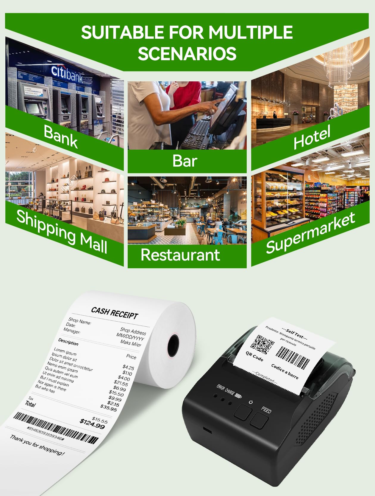 3 1/8 x 230 Thermopapier-Quittungsrollen | Premium-Qualität BPA-freies Druckpapier | kompatibel mit allen POS-Kassen, Kreditkartenterminals und Quittungsdruckern | Packung mit 50 Rollen