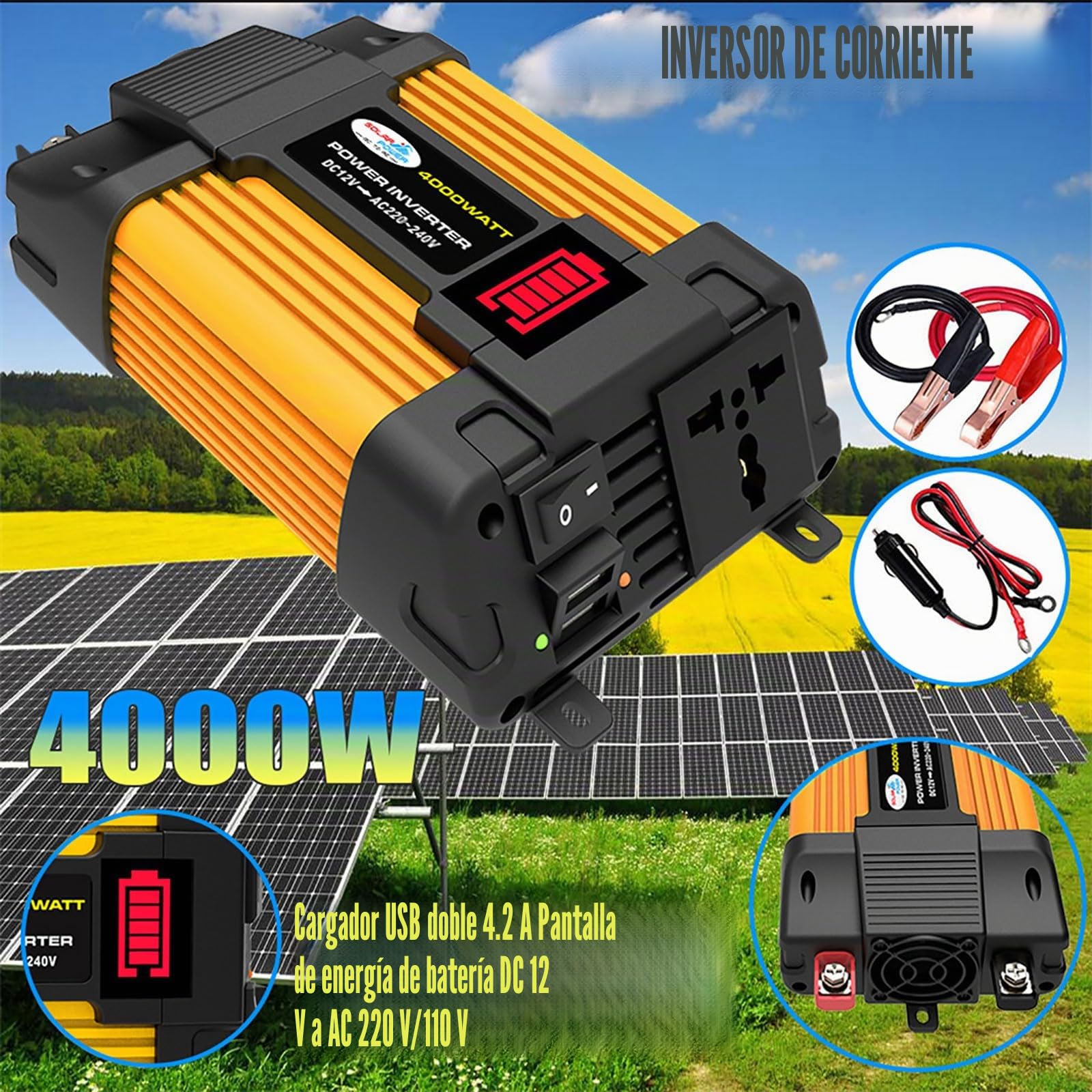 Kit de Panel Solar monocristalino de 4000 W, 110 V-220 V, con Controlador Inteligente de 30 A, Sistema de Respaldo for RV/casa, Pantalla LED(220V)