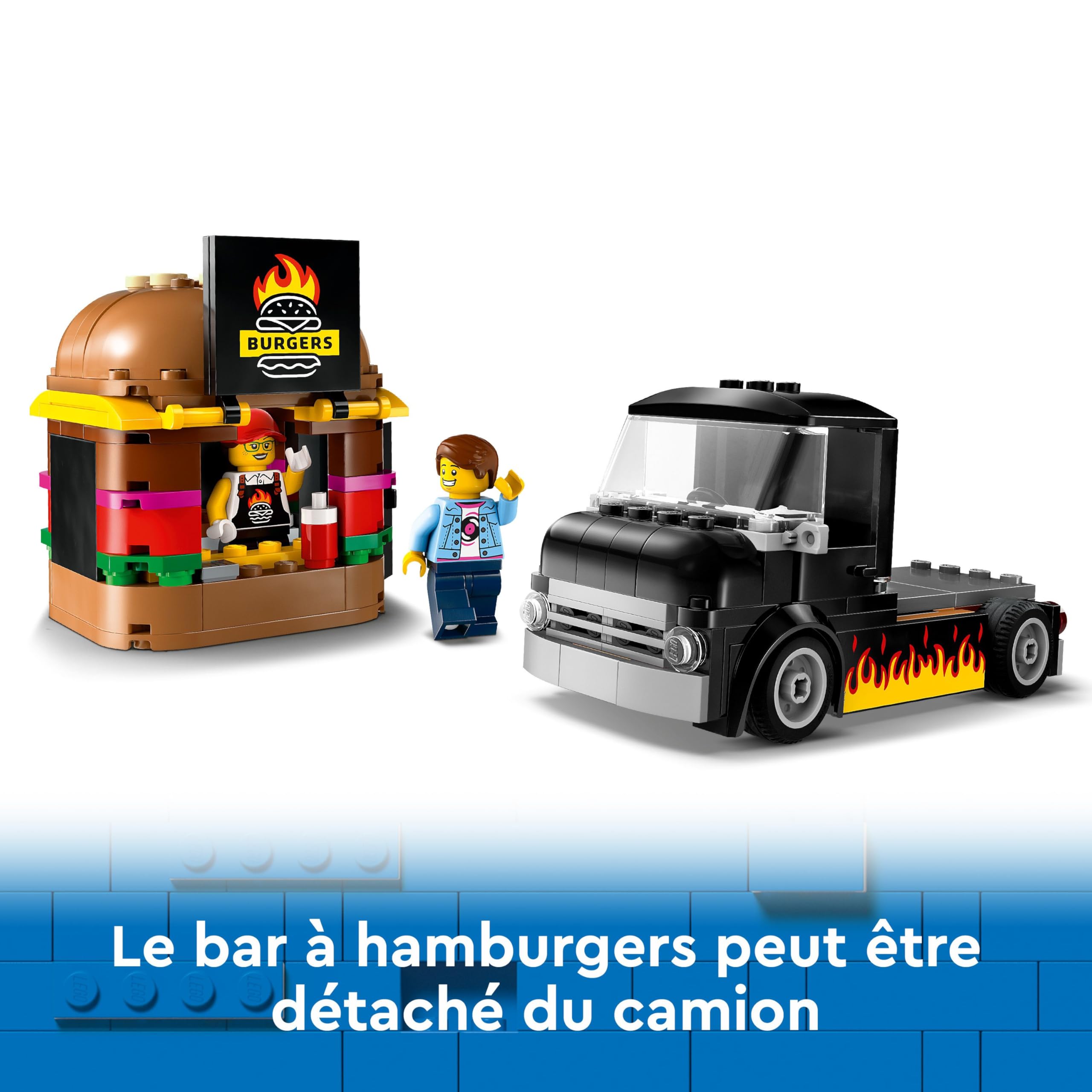 LEGO City Le Food-Truck de Burgers, Jouet de Camionnette, Cadeau pour Garçons et Filles de 5 Ans ou Plus, Jeu Imaginatif avec Camionnette et Cuisine, Minifigurines de Vendeuse 60404