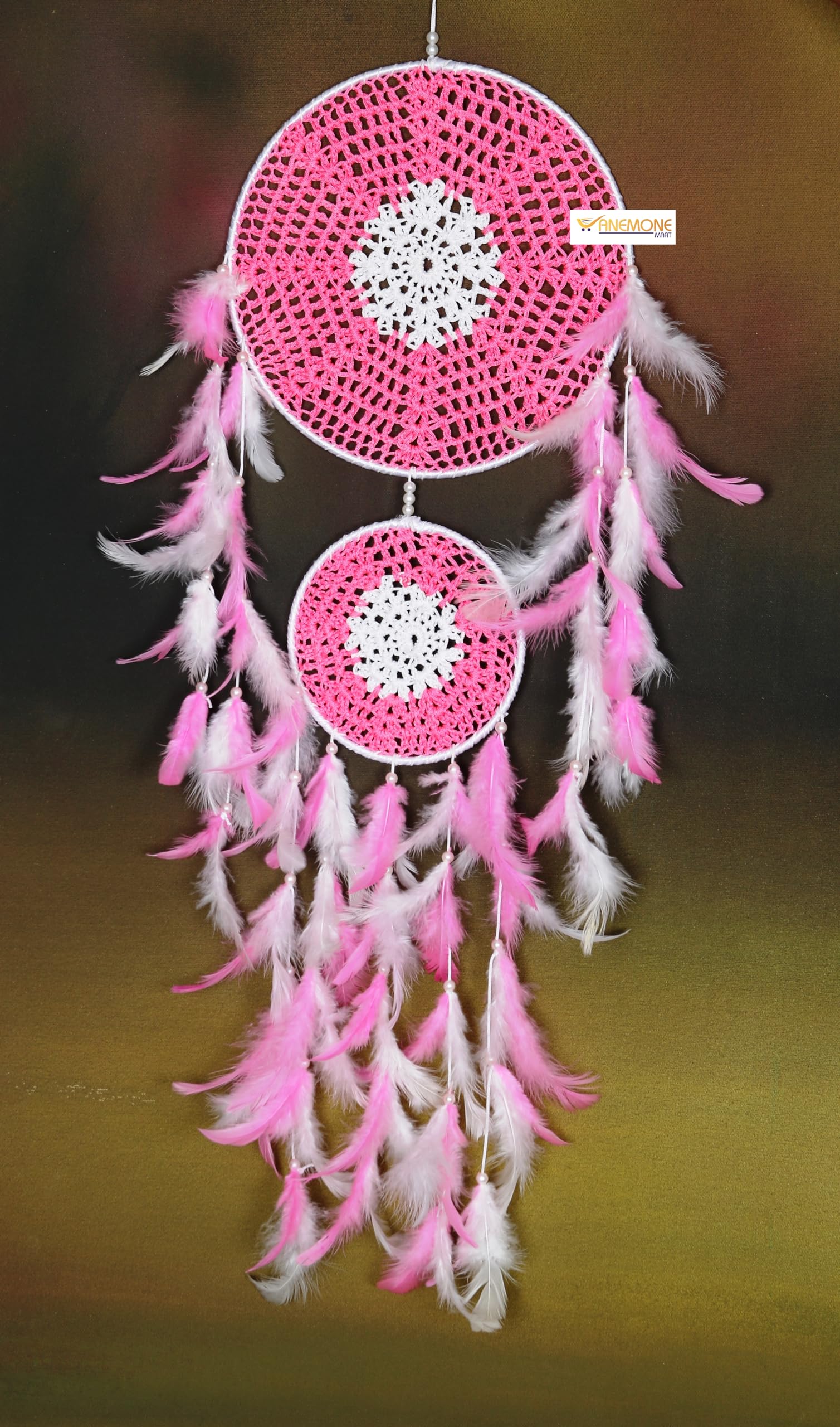 Dream Catcher Pink Colour Wall Hanging Wall Hanging for Bedroom and Living Room, Dream Catcher for Home Decoration Ringh Size 6 inch RINGH-image-45