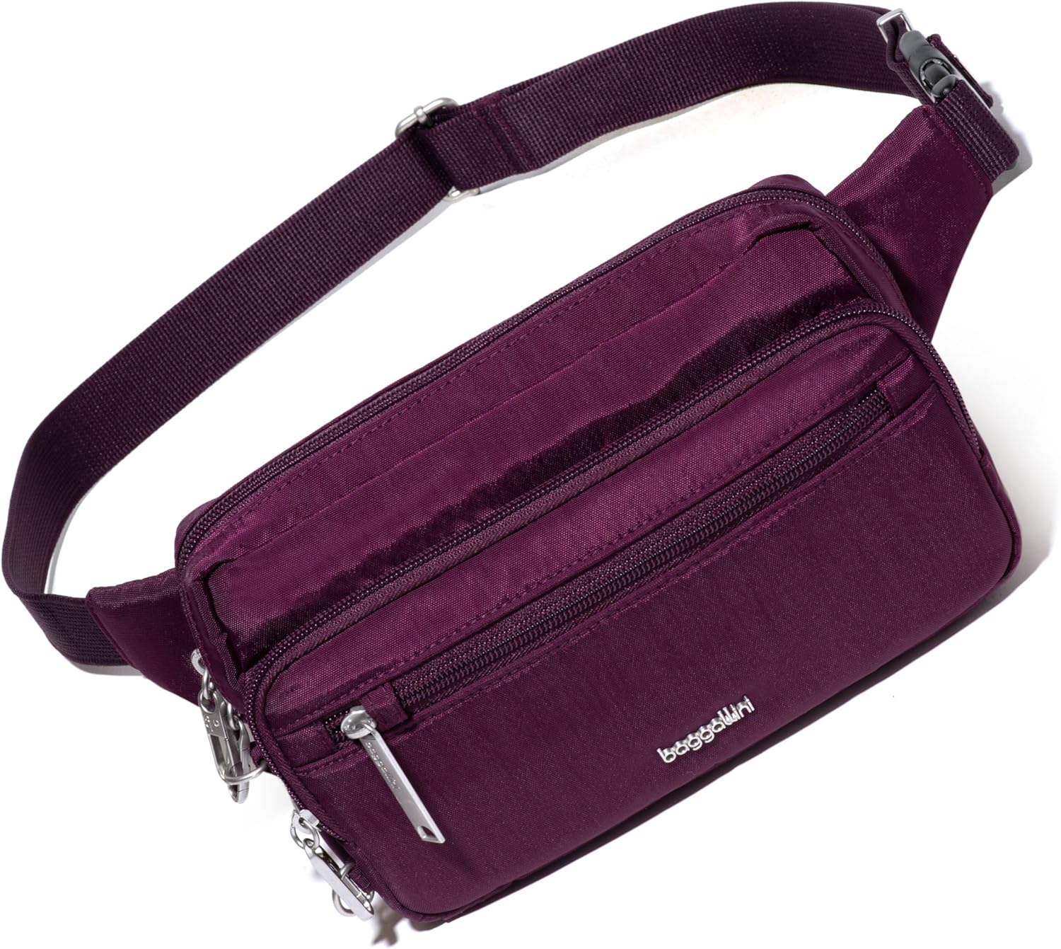 Baggallini Securtex Anti-theft Belt Bag 8.8″x5.5″ Crossbody Fanny Pack for Women RFID Wallet Locking Zipper Travel Purse