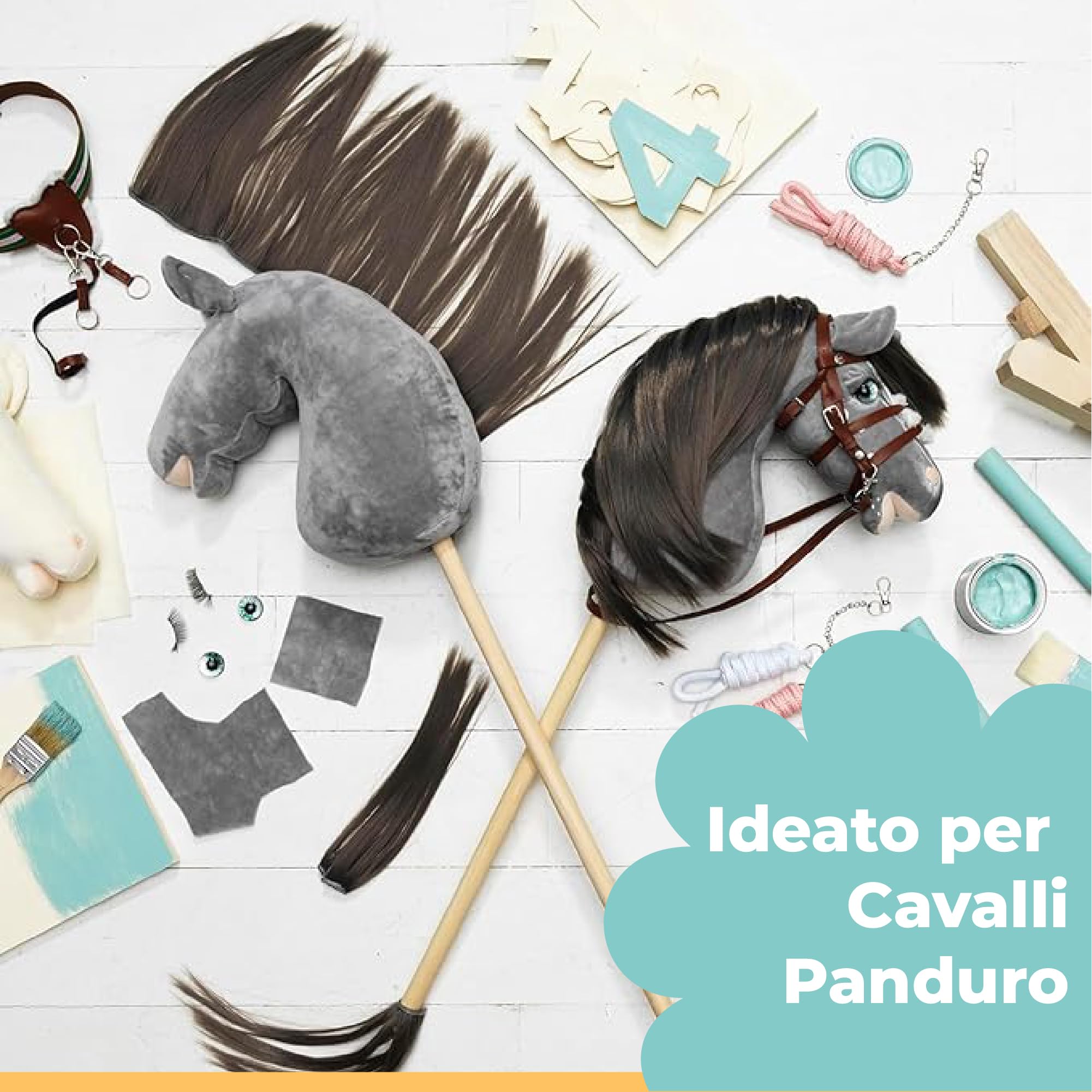 Panduro Hobby Horse Accessori Briglie per cavalli a spina regolabile nero
