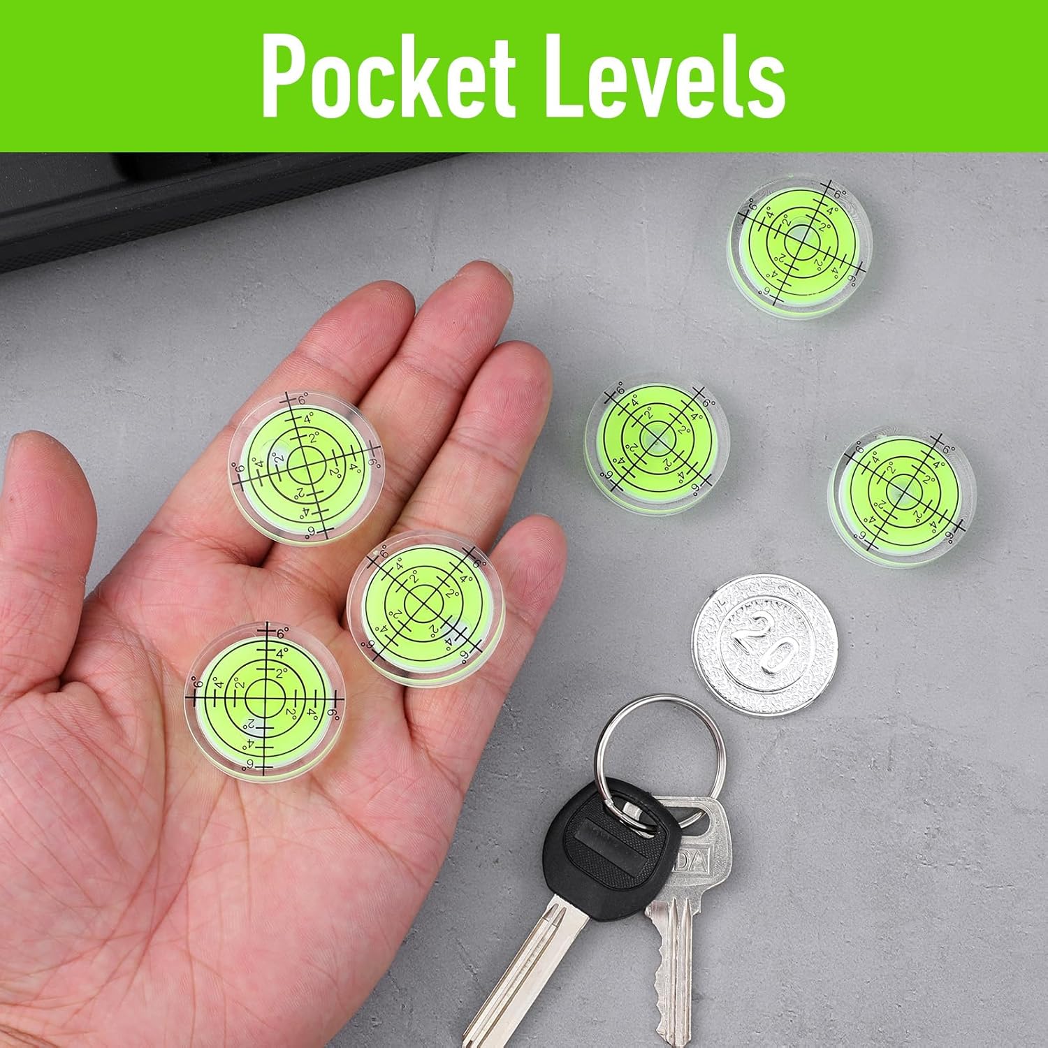 6 Pcs Small Circular Bubble Level 32x7 mm Degree Mark Round Bubble Spirit Level Measuring Layout Tools Small Bubble Level for RV Travel Trailer Turntable Phonograph Camera Tripod