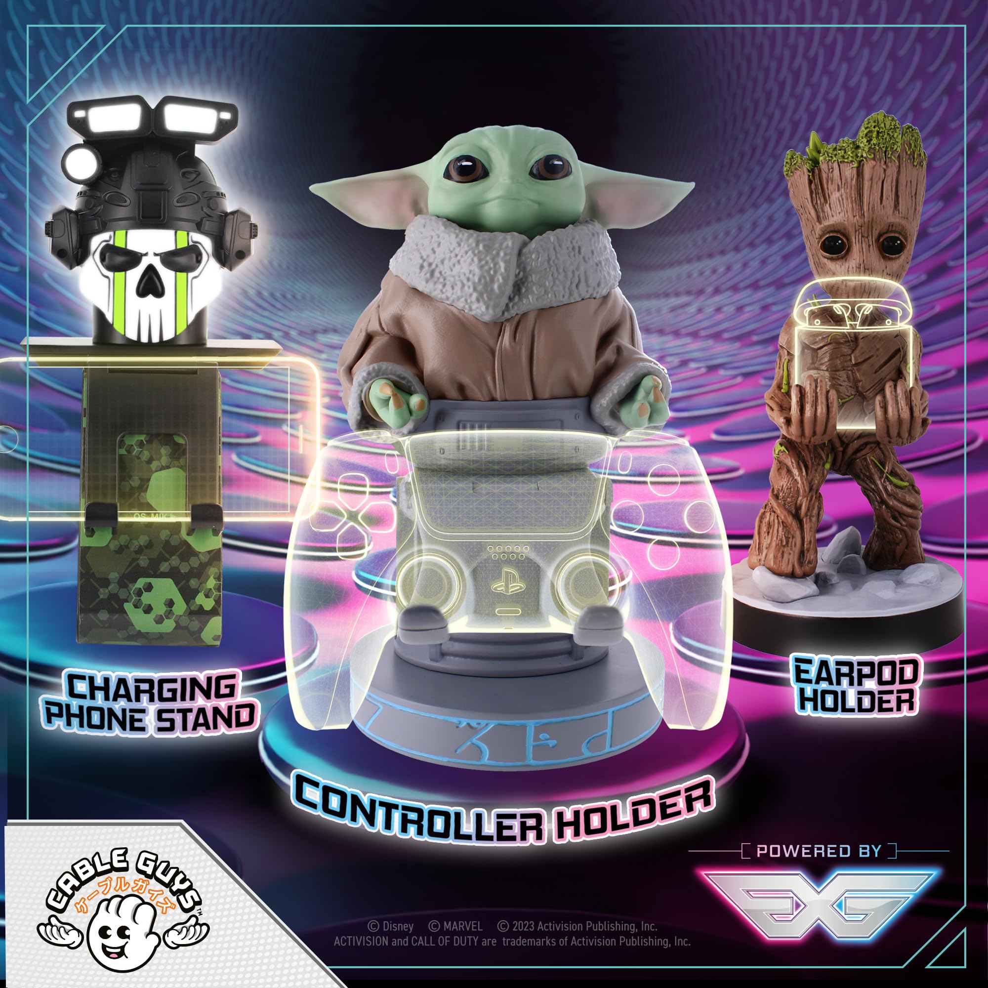 Cableguys Star Wars Grogu 'Seeing Stone Pose' Controller Halter & Handy Ständer - Gaming Zubehör für Setup, Ständer Kompatibel mit Xbox-, PlayStation- & den meisten Standard-Controllern
