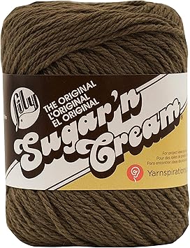 Lily Sugar N Cream The Original Solid Yarn, 2.5oz, Medium 4 Gauge, 100% Cotton - Warm Brown - Machine Wash & Dry