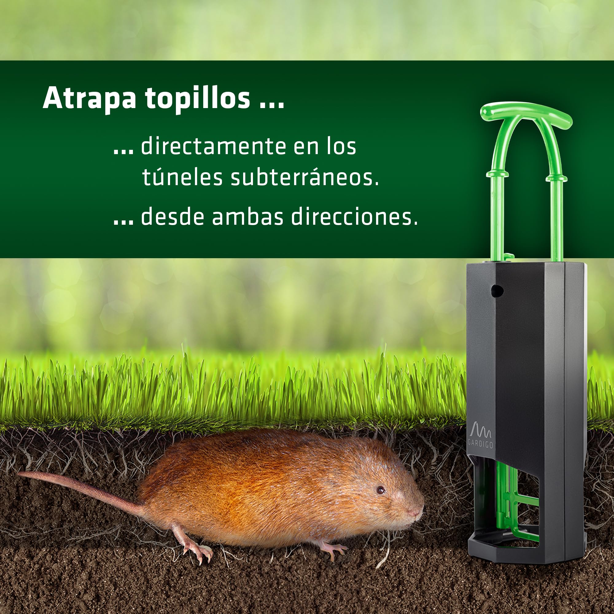 Gardigo® 4X Trampas para Topos Efectivas + Accesorios: Sonda de Localización de Túneles y Ahoyadora | para Eliminar Topos en el Huerto sin Veneno y Completamente Seguro | Anti Topos Jardín