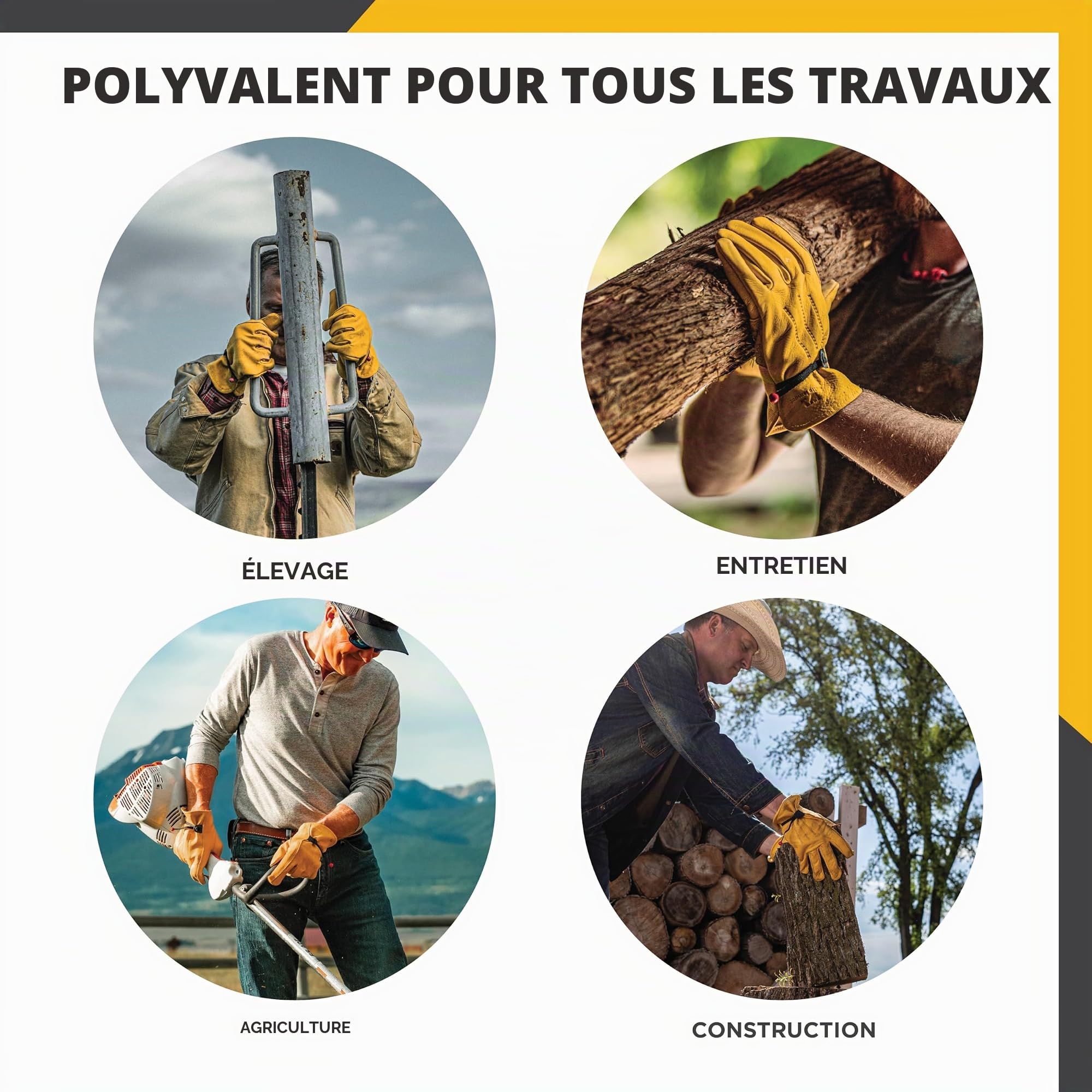 Wells Lamont Premium Heavy Duty Grain Cuir de vache Entièrement en cuir Gants de travail, cuir reliées, Self-hem, boule et bande poignet Cinch, Palm Patch, 1132L