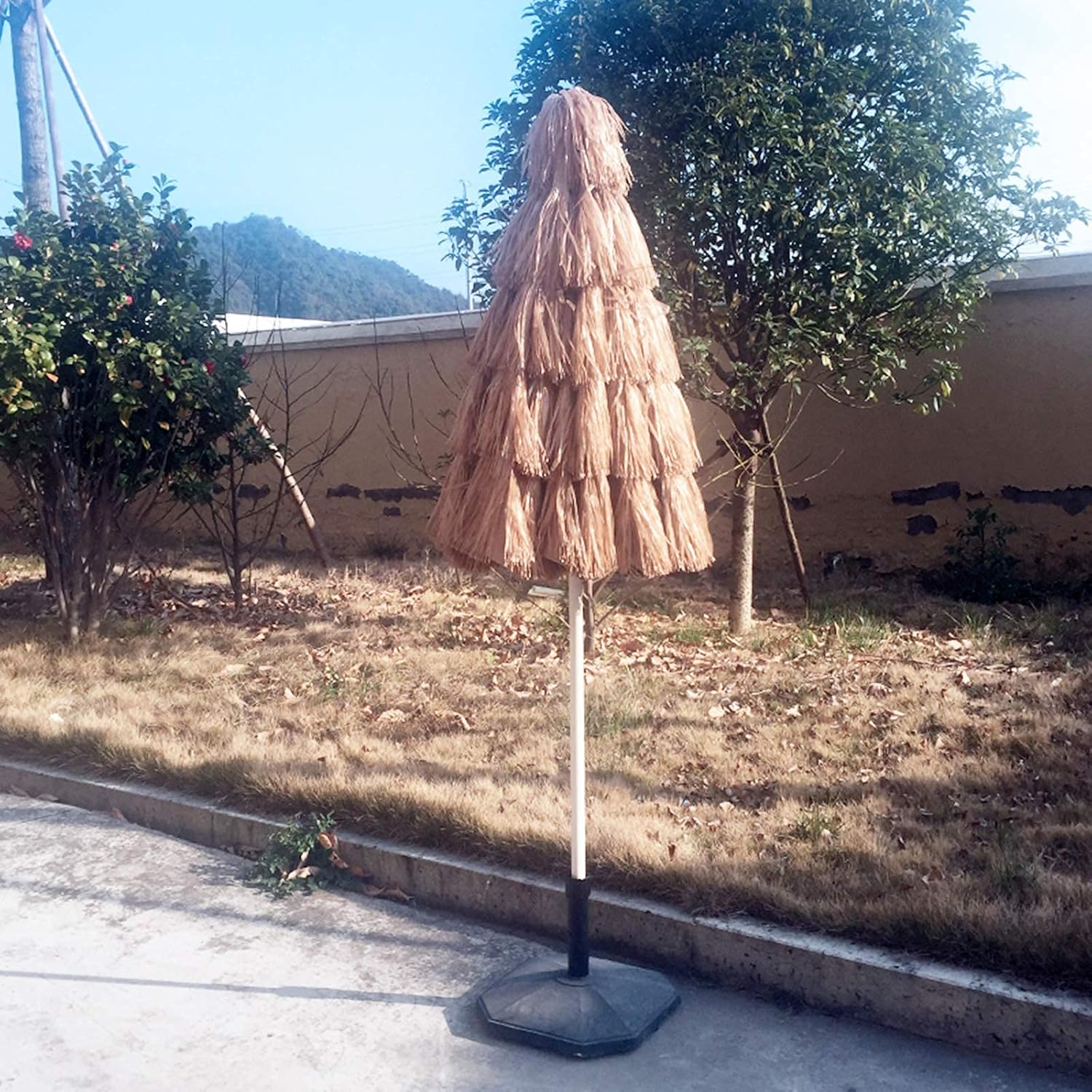 LSLYTQ Fire-retardant, Waterproof And Fireproof Imitation Straw Umbrella,Outdoor ch Patio Umbrella Round Beach Straw Parasol Umbrella, Hawaiian Style Sun Shade Umbrella good