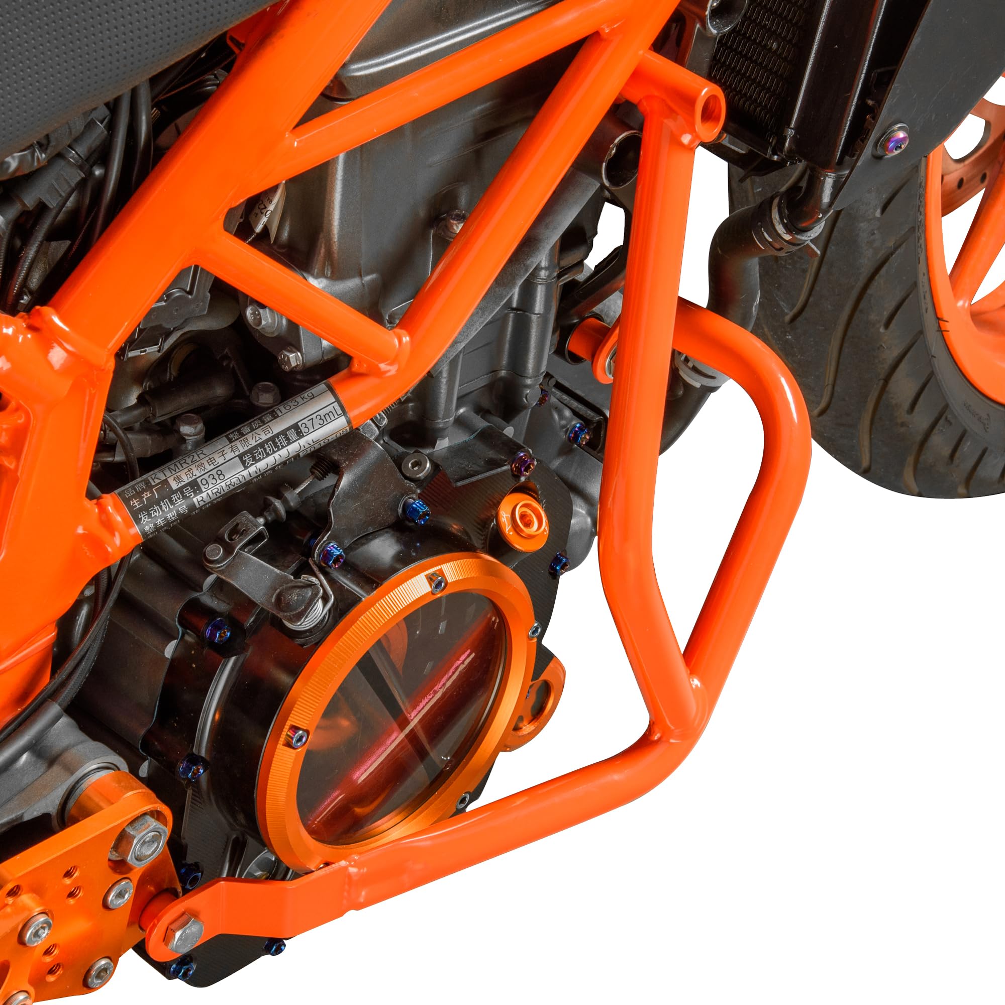 Protector de marco de protección para tanque de barra de choque de acero para motocicleta compatible con K.T.M DUKE250 DUKE390 Duke 250 390 2017-2022 2018 2019 2020 2021(naranja)