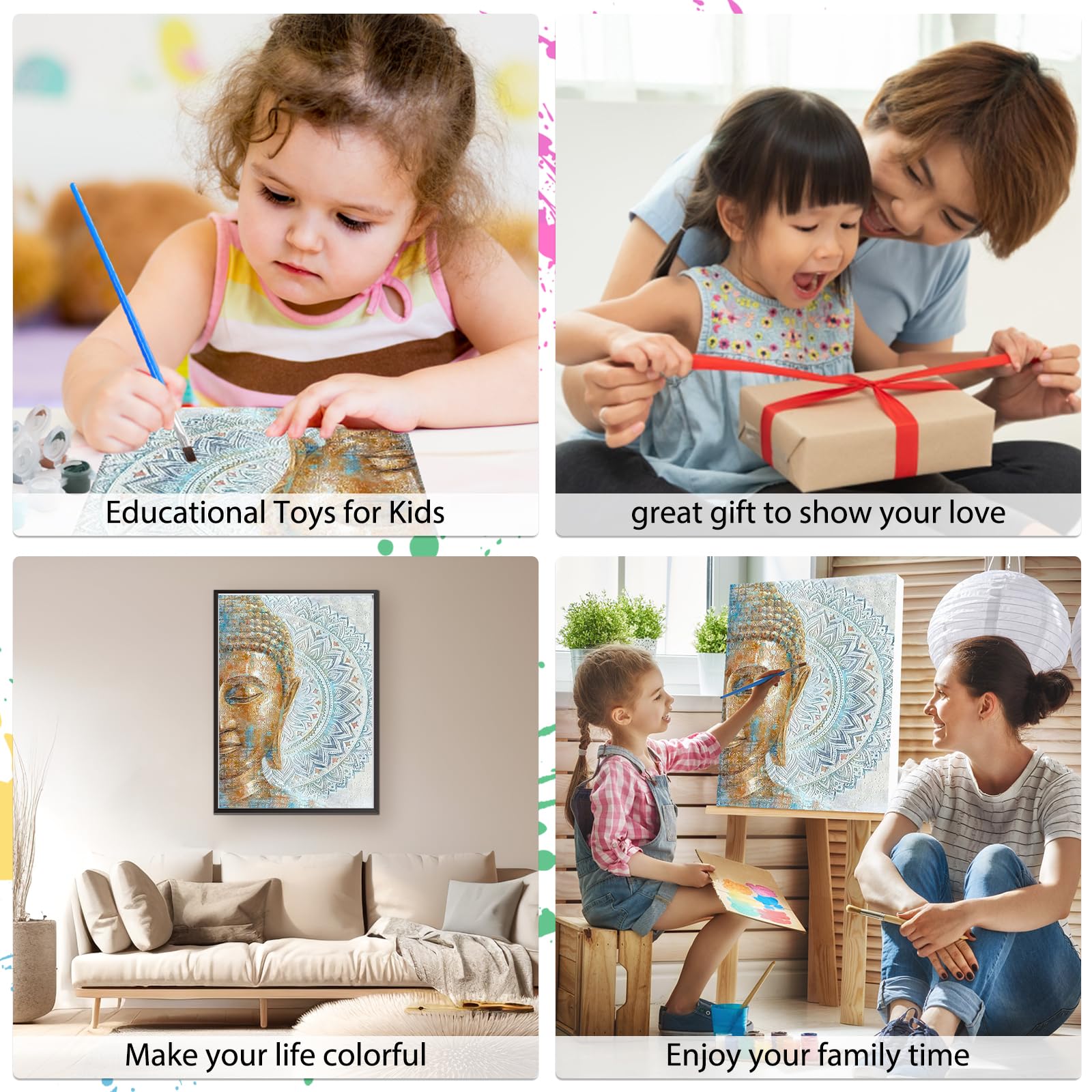 MEIYUDA DIY Paint by Numbers for Adults with Frame Gold Buddha, Arts and Crafts Kit for Adults Beginner, Paint by Numbers for Adults Acrylic Pigment Drawing Paintwork for Home Wall Decor 30x40cm