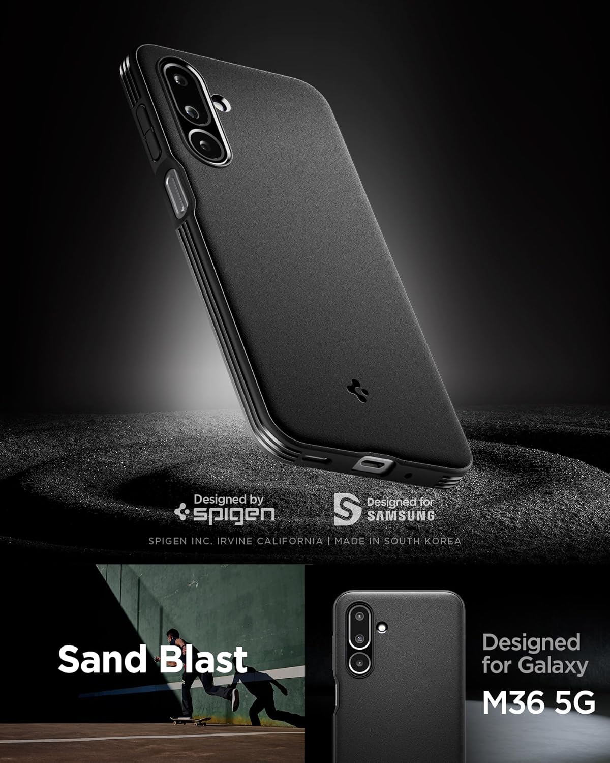 Spigen Essential Sand Blast for Samsung Galaxy M36 5G Case, Galaxy F36 5G Back Cover (2025) - TPU|Matte Black 21