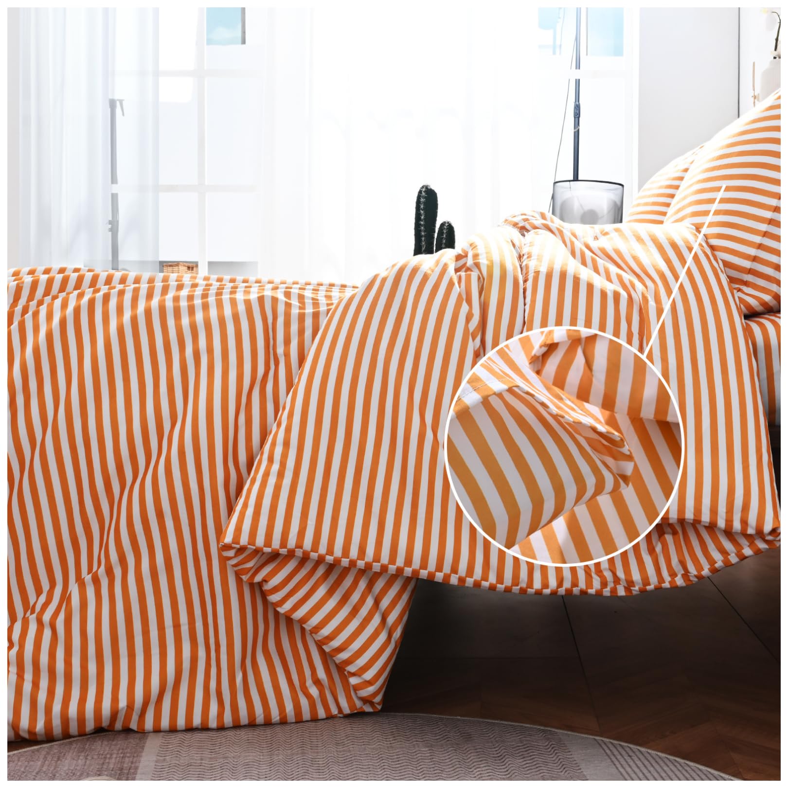 Photo 1 of Stripe Comforter Set Bedding Sets Blanket for All Season Soft and Breathable. (King, Yellow) King Yellow