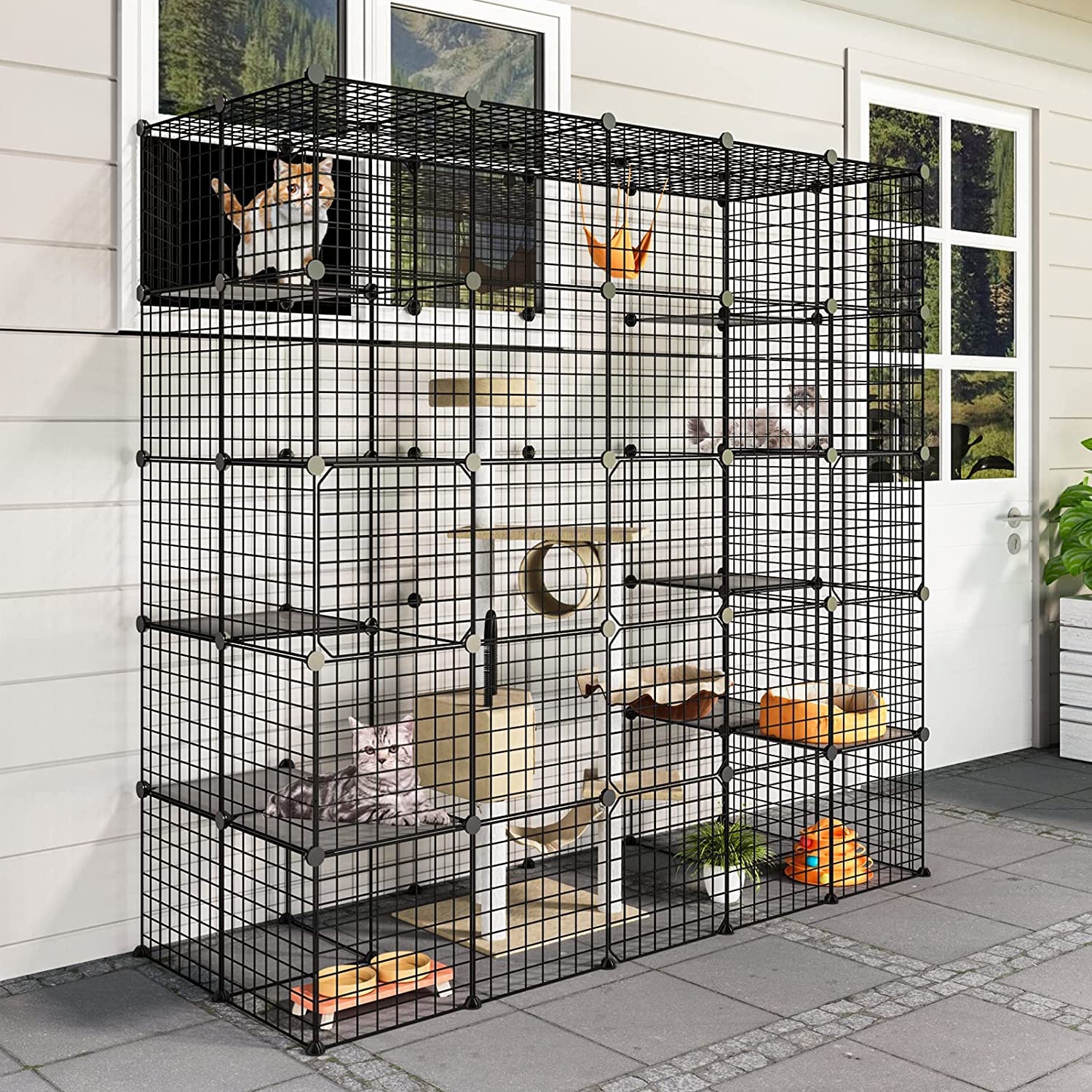 Buy Eiiel Large Cat Cage Cat Playpen Detachable Metal Wire Indoor DIY Kennels Crate Large
