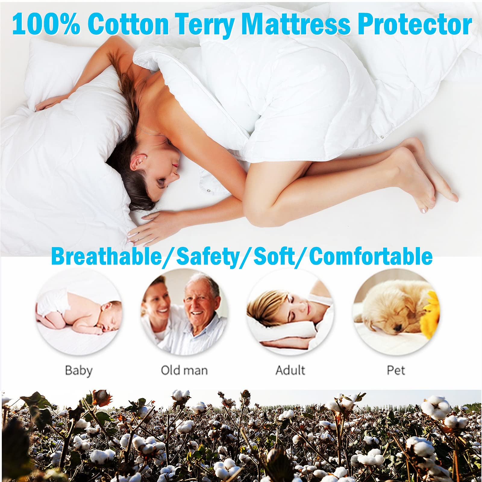Coprimaterasso Impermeabile King Size BETIY Con 2 Federe: Morbido In Spugna Di Cotone, Ipoallergenico E Silenzioso (Adatto A Materassi 20-35 Cm)