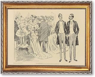 Vintage Framed Wedding Party Canvas Print Oil Paintings Reproduction World Classics Newspaper Wall Art, Funny Poster Painting Pictures, Home Decor for Living Room Dorm Room (Retro Framed,12L x16W)