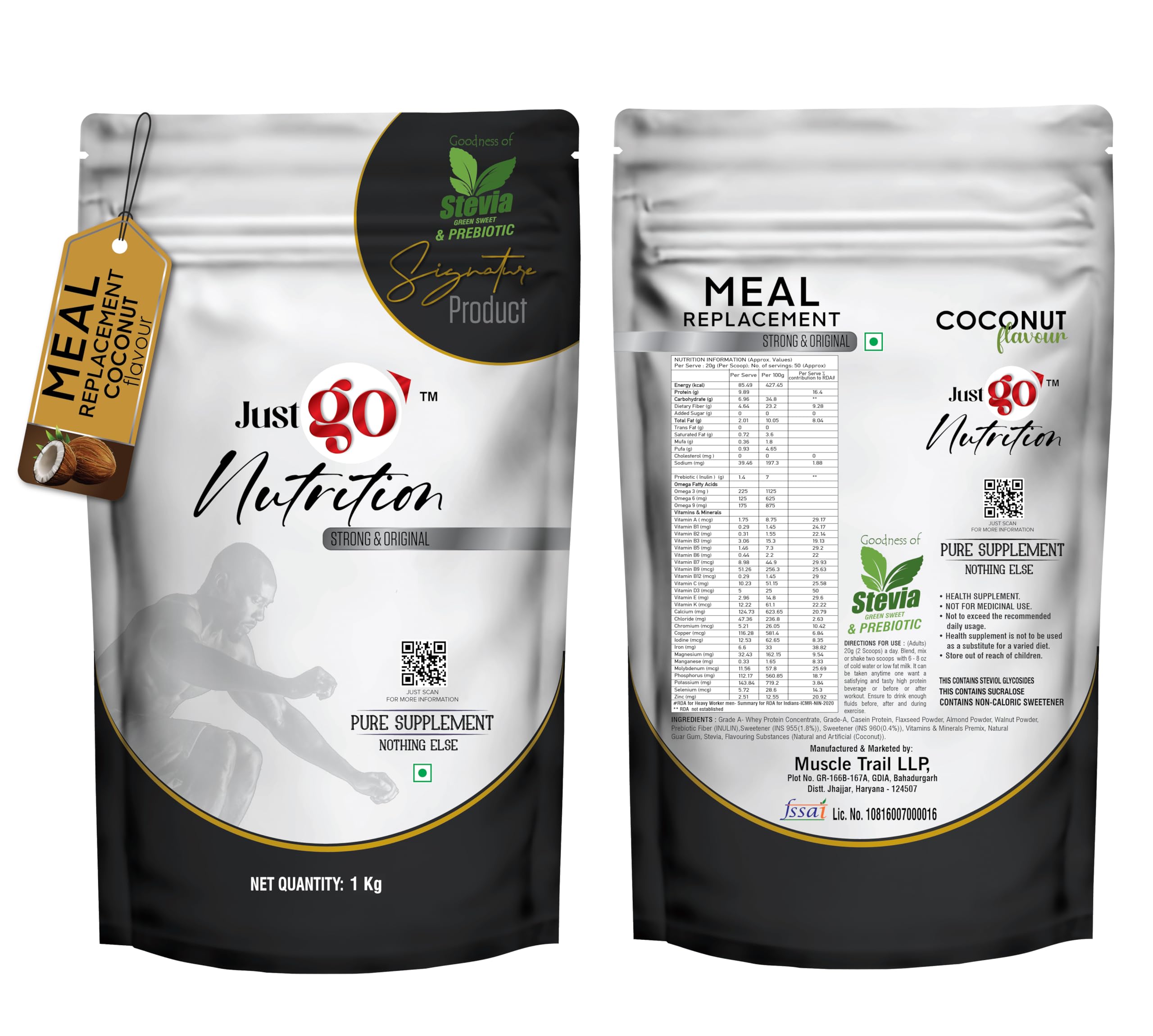 JUST GO NUTRITION Meal Replacement | (IMPORTED INGREDIENTS) (Coconut, 1Kg pack of 1) (B0CKQVDG7C) Amazon Price History, Amazon Price Tracker