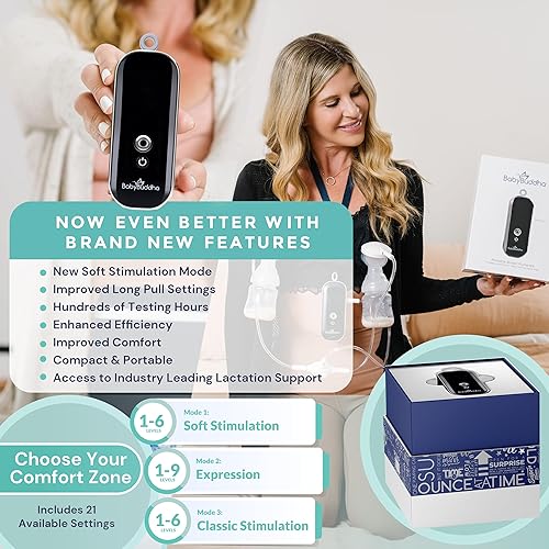 Miniatura 2 de BabyBuddha Extractor de leche 2.0, bomba eléctrica portátil para lactancia materna con modo de estimulación suave, portátil, extractor de leche