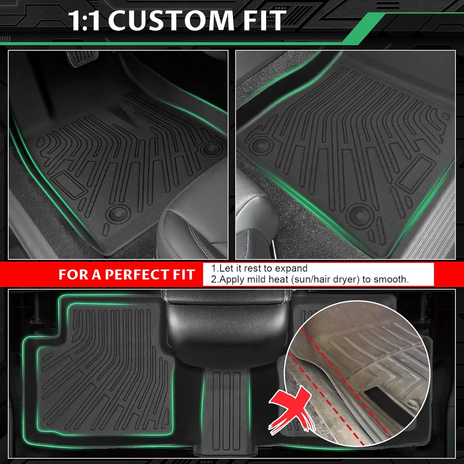 Floor Mats for Chevy Malibu 2013 2014 2015, Also for 2016 Chevrolet Malibu Limited, Custom Fit 1st & 2nd Row Mats & Cargo Liner, Waterproof Anti-Slip, TPE Floor Mats for 8th gen Malibu LS LT LTZ Eco