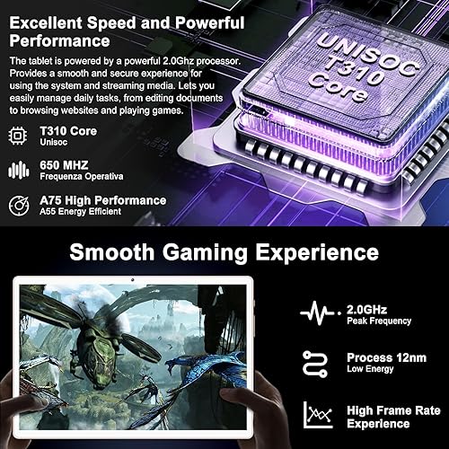 Miniatura 4 de Tablet 2024 de 10 pulgadas, Android 13, 12 GB de RAM + 128 GB de ROM Octa-Core (1024 GB TF), WiFi 5G+2.4G, Bluetooth 5.0, GPS, Google GMS, batería
