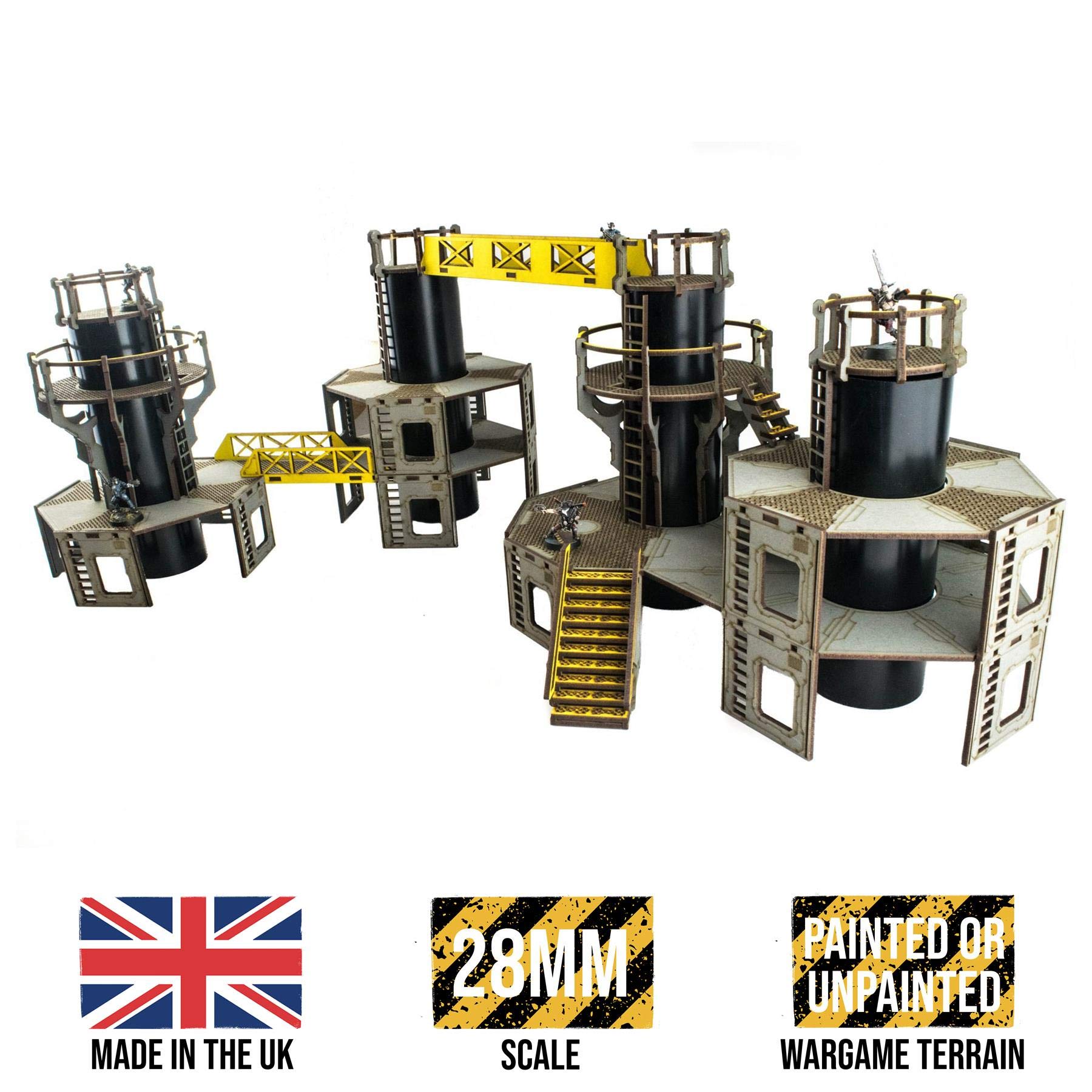 War World Gaming Industry of War Refinery 1 & 2 – niemalowane – 28 mm Sci-Fi teren Wargaming model Diorama Sceneria Sci-Fi Battle Blat Warfare Destroyed Wargame RPG