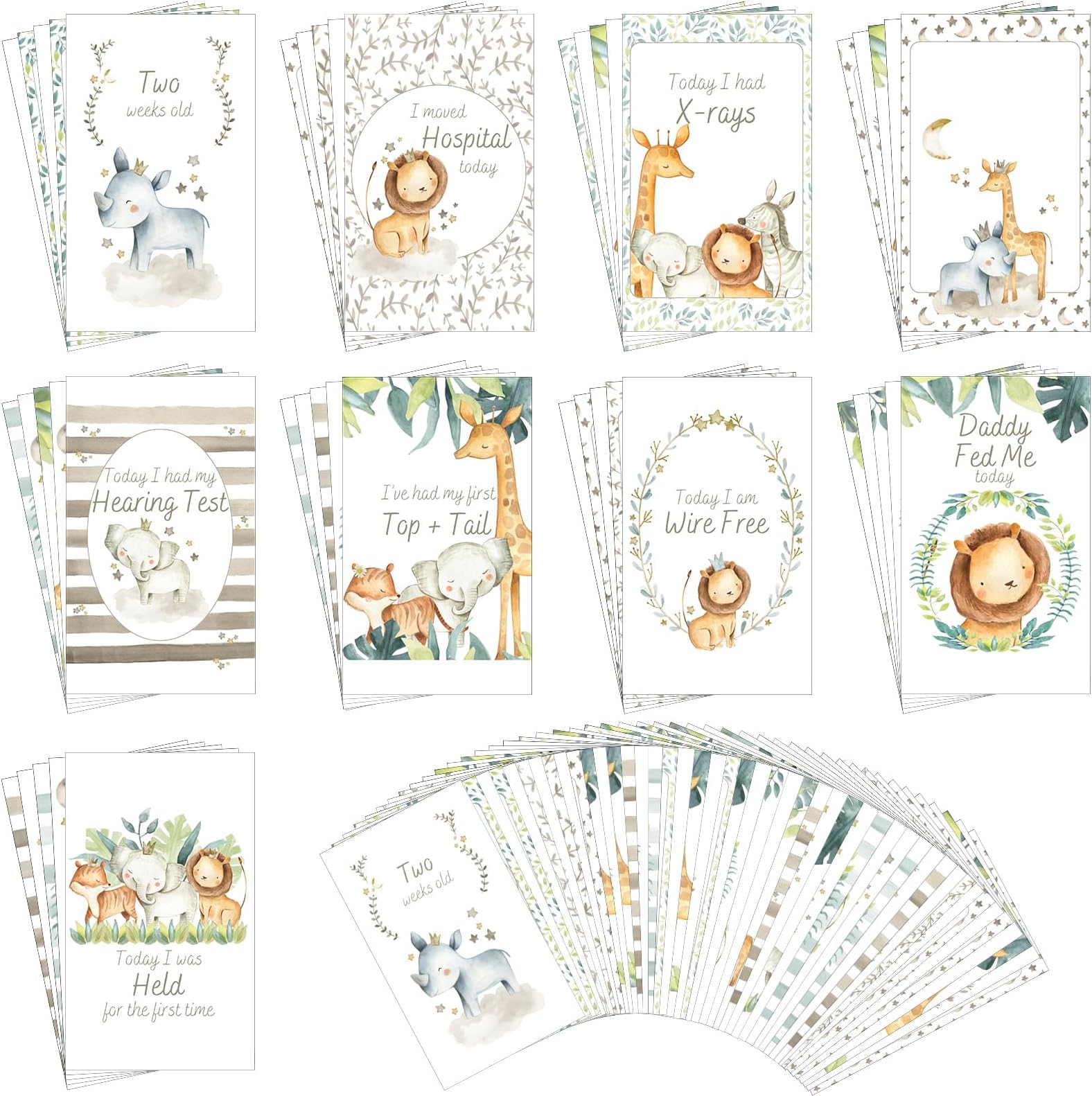 Dinifee 46 Pcs NICU Milestone Cards Preemie Milestone Cards